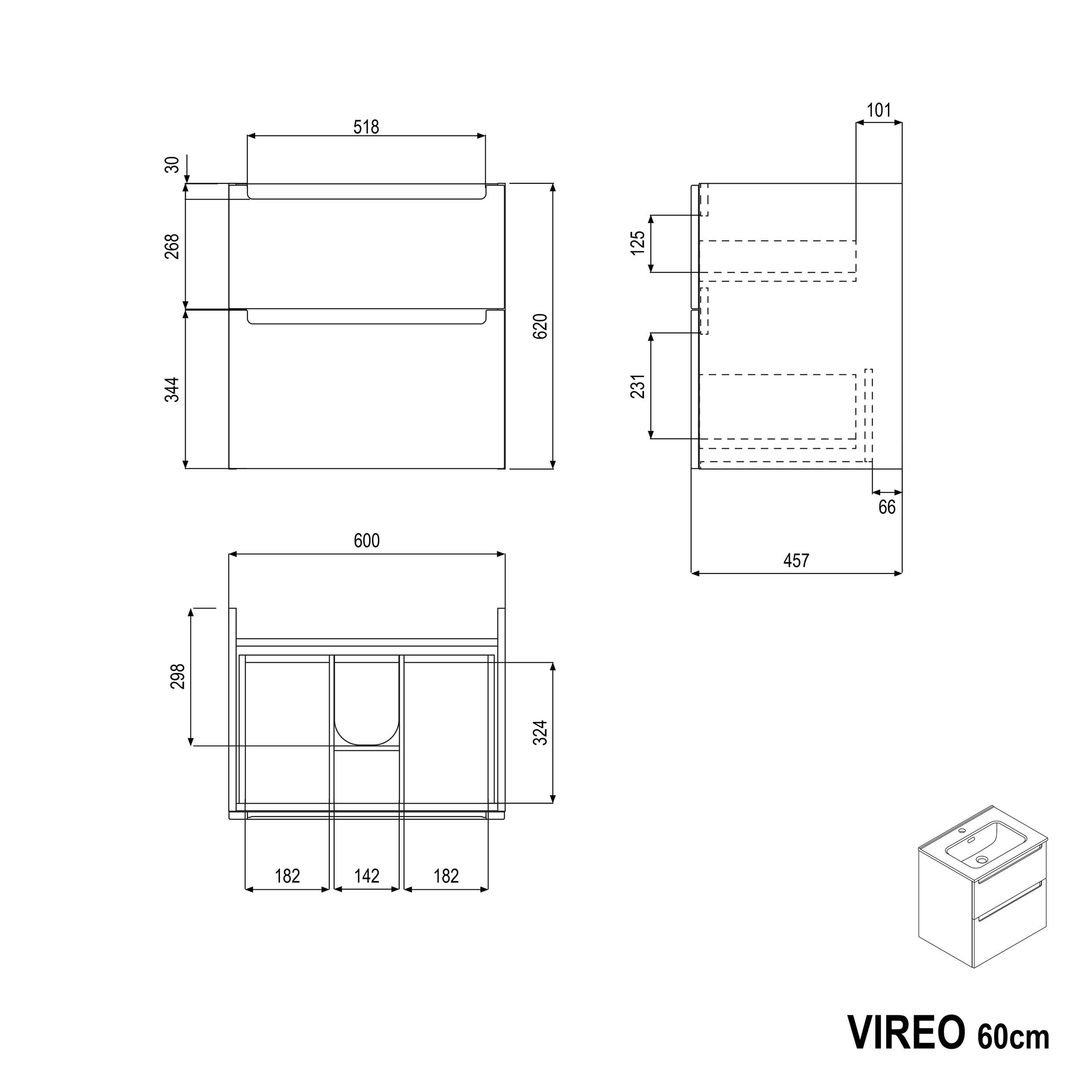 Meuble salle de bain VIREO 60 cm