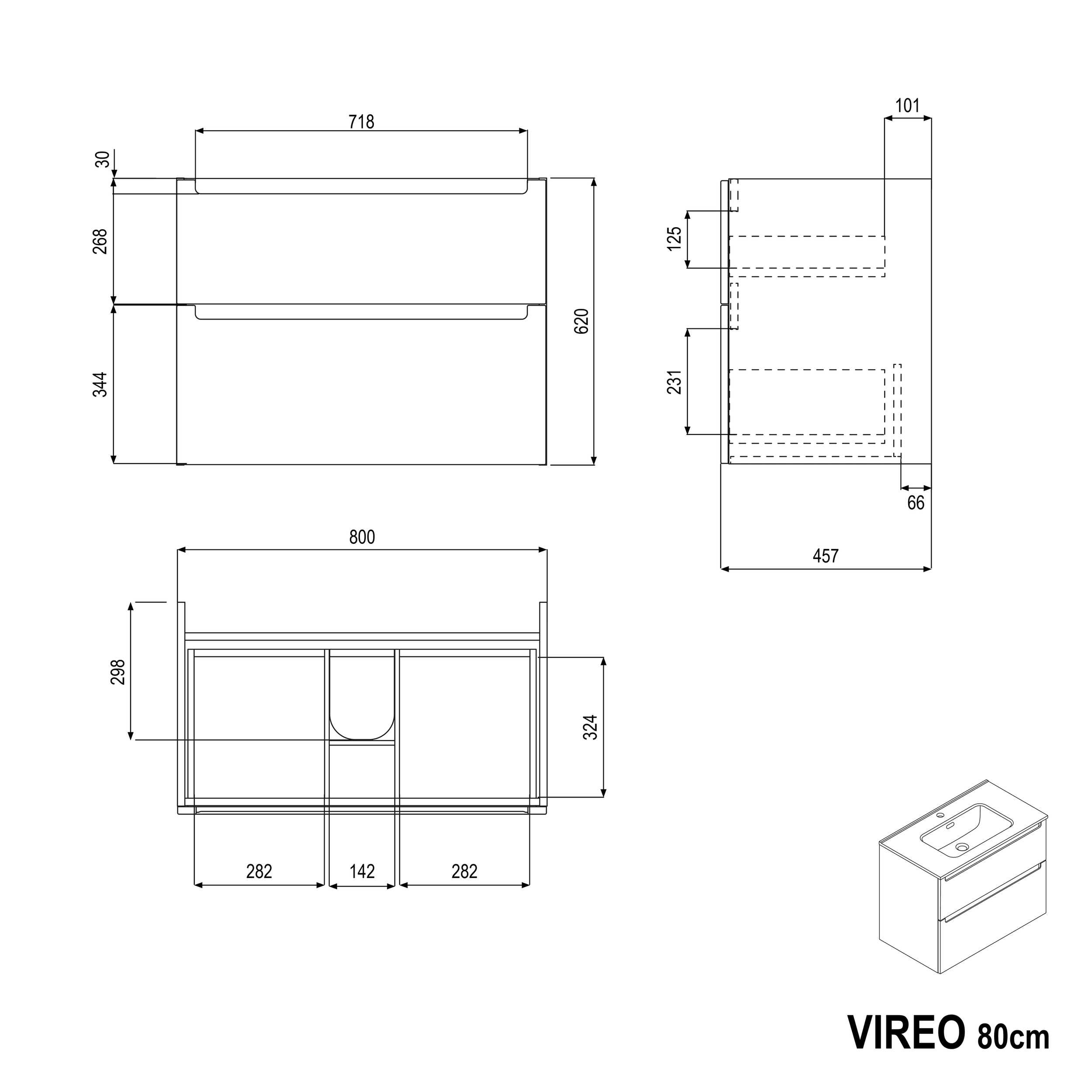 Waschtischunterschrank VIREO 80 cm