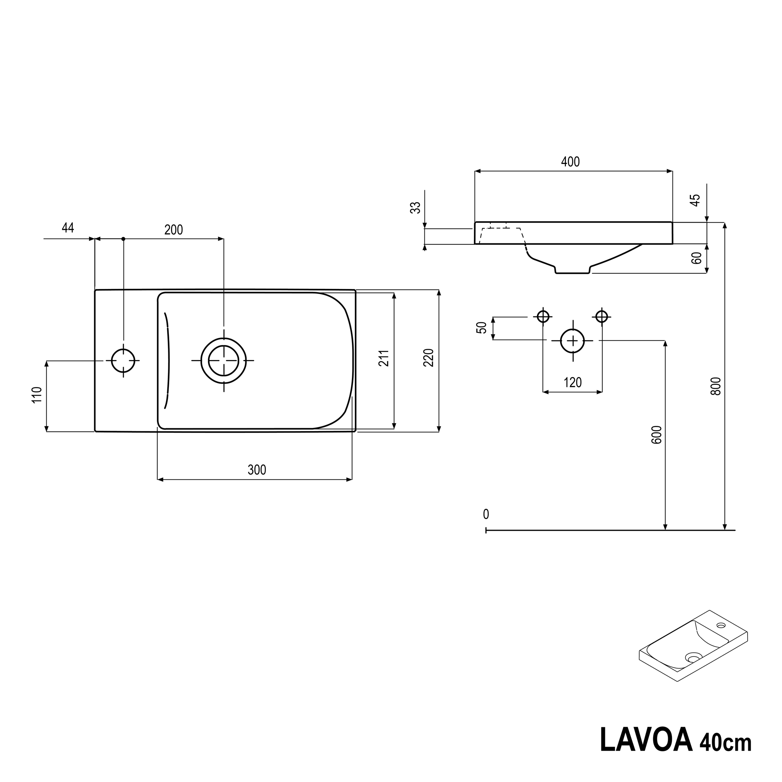 Vanity unit LAVOA 40 cm