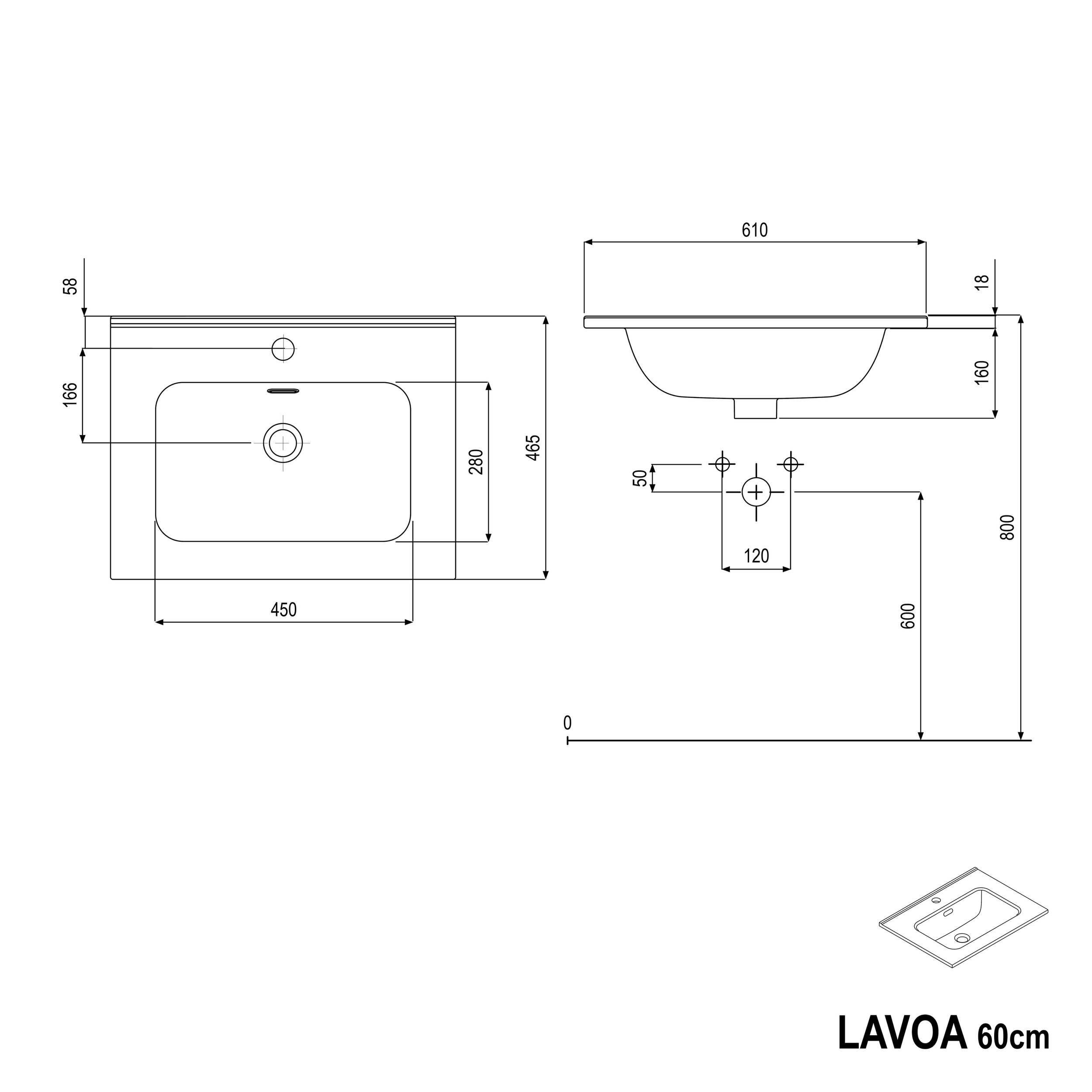 Wastafelonderbouw LAVOA 60 cm