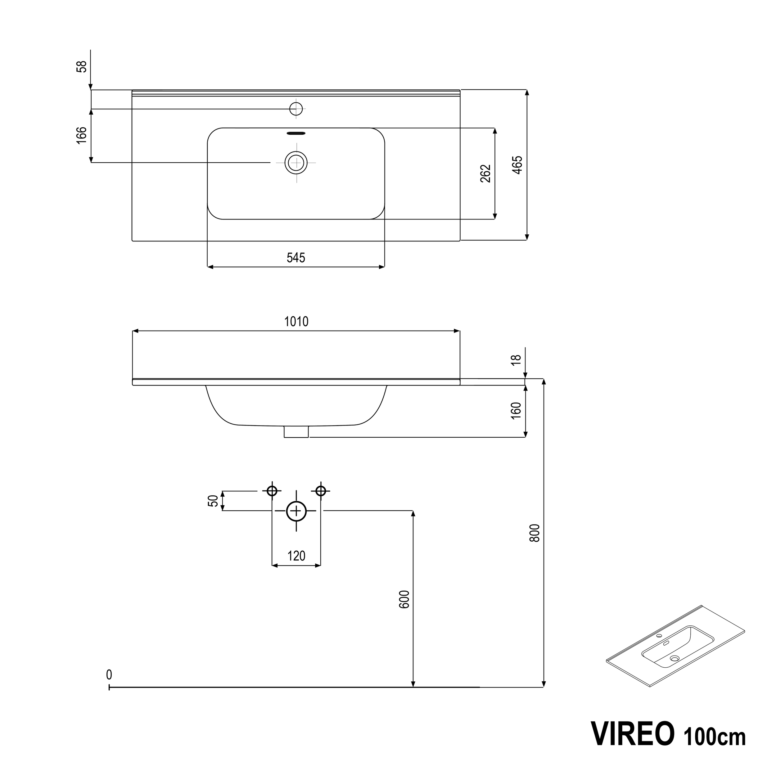 Wastafelonderbouw VIREO 100 cm