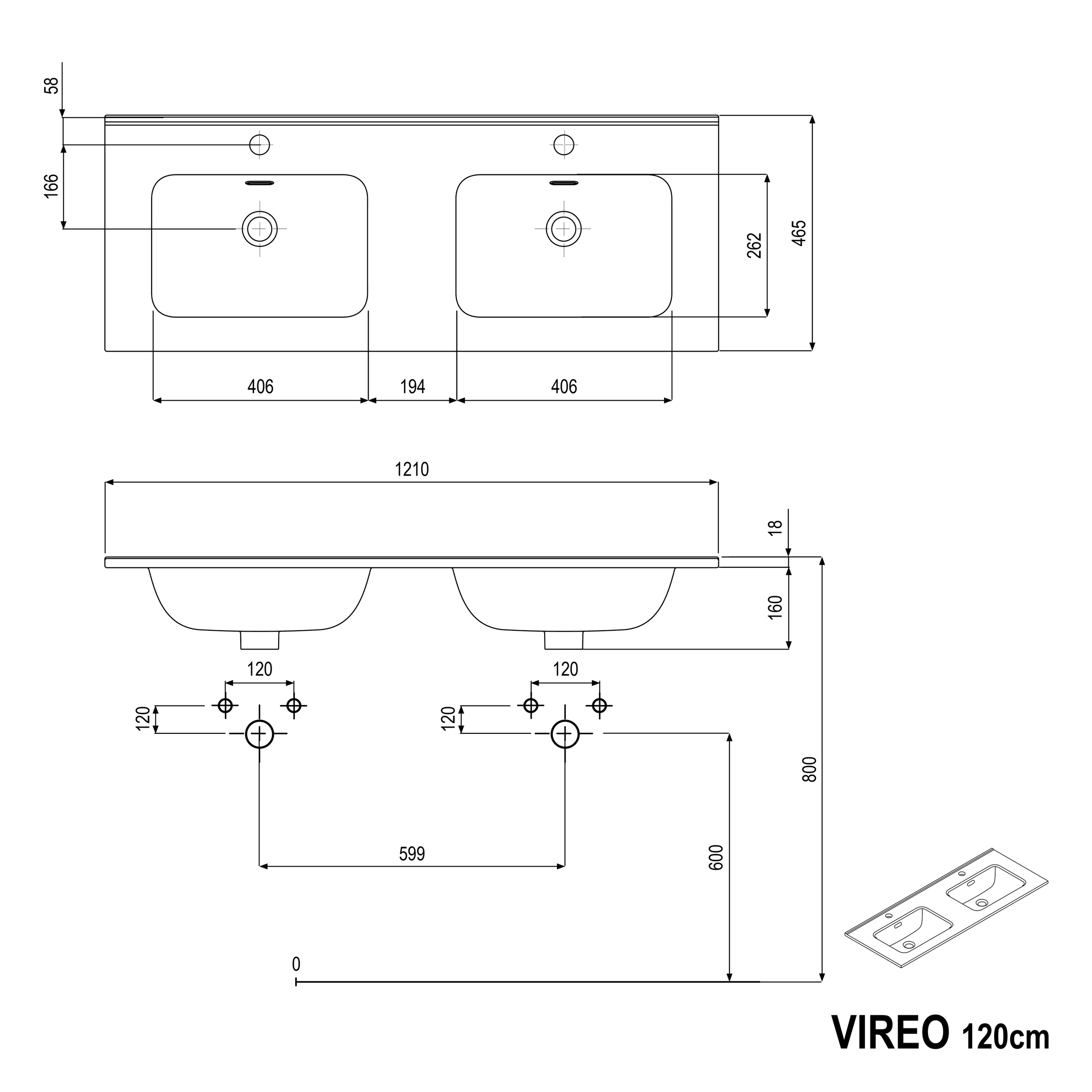 Waschtischunterschrank VIREO 120 cm