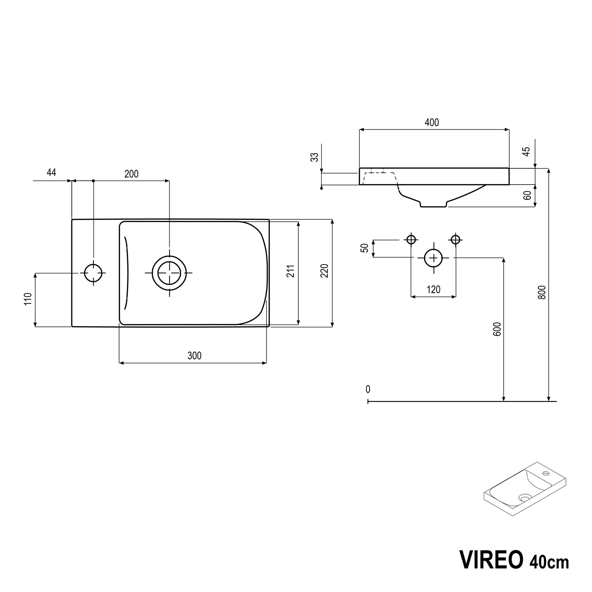 Meuble salle de bain VIREO 40 cm