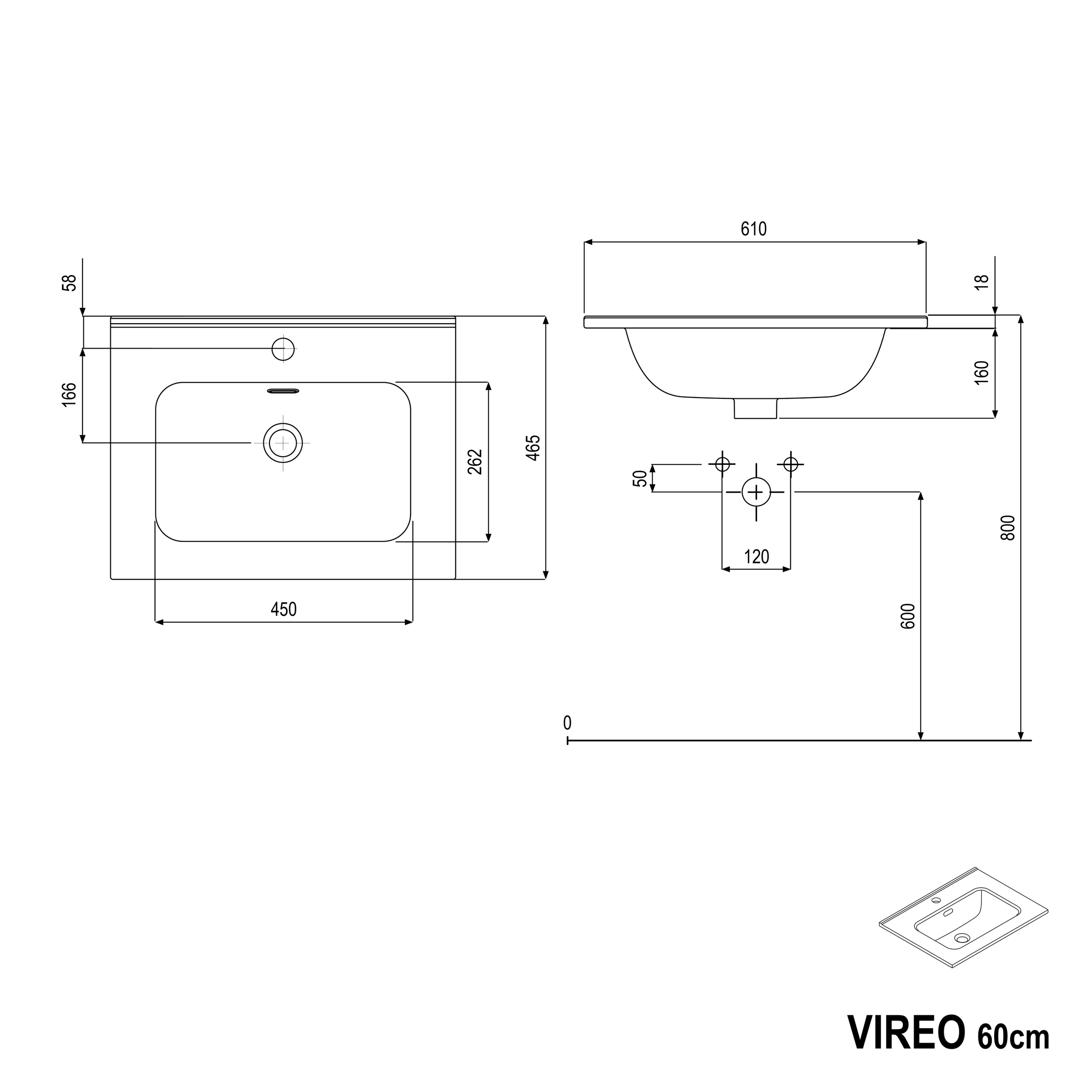 Wastafelonderkast VIREO 60 cm