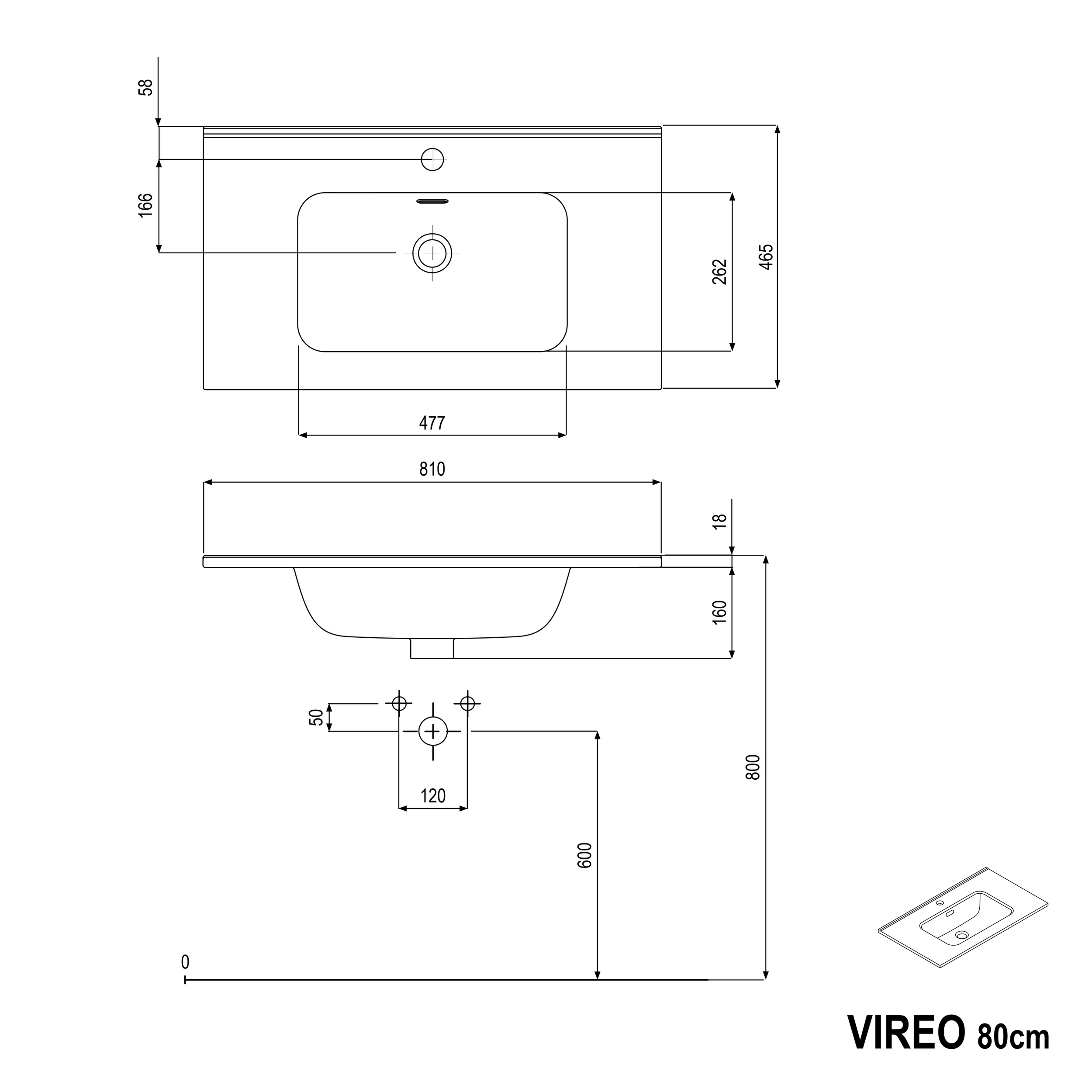 Meuble salle de bain VIREO 80 cm