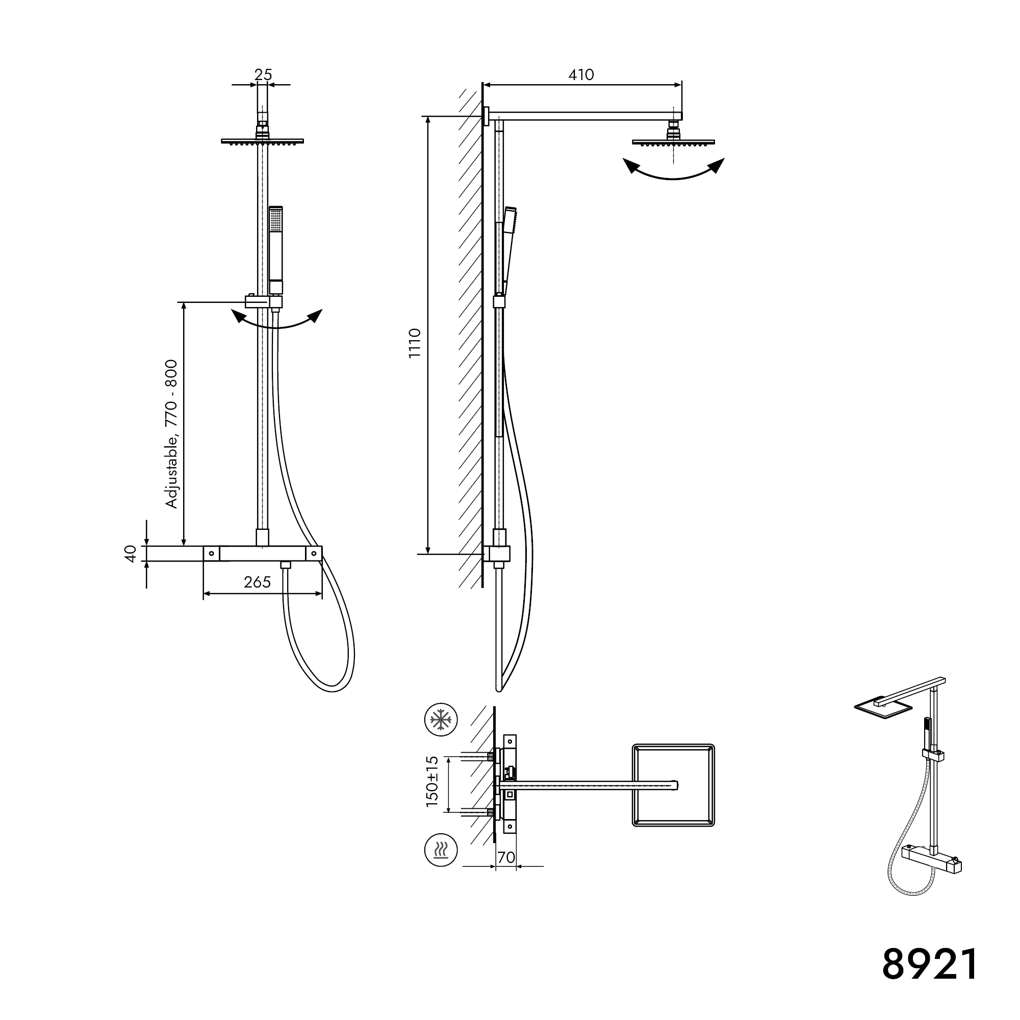 Douchecombinatie met thermostaat SEDAL - 8921B Basic