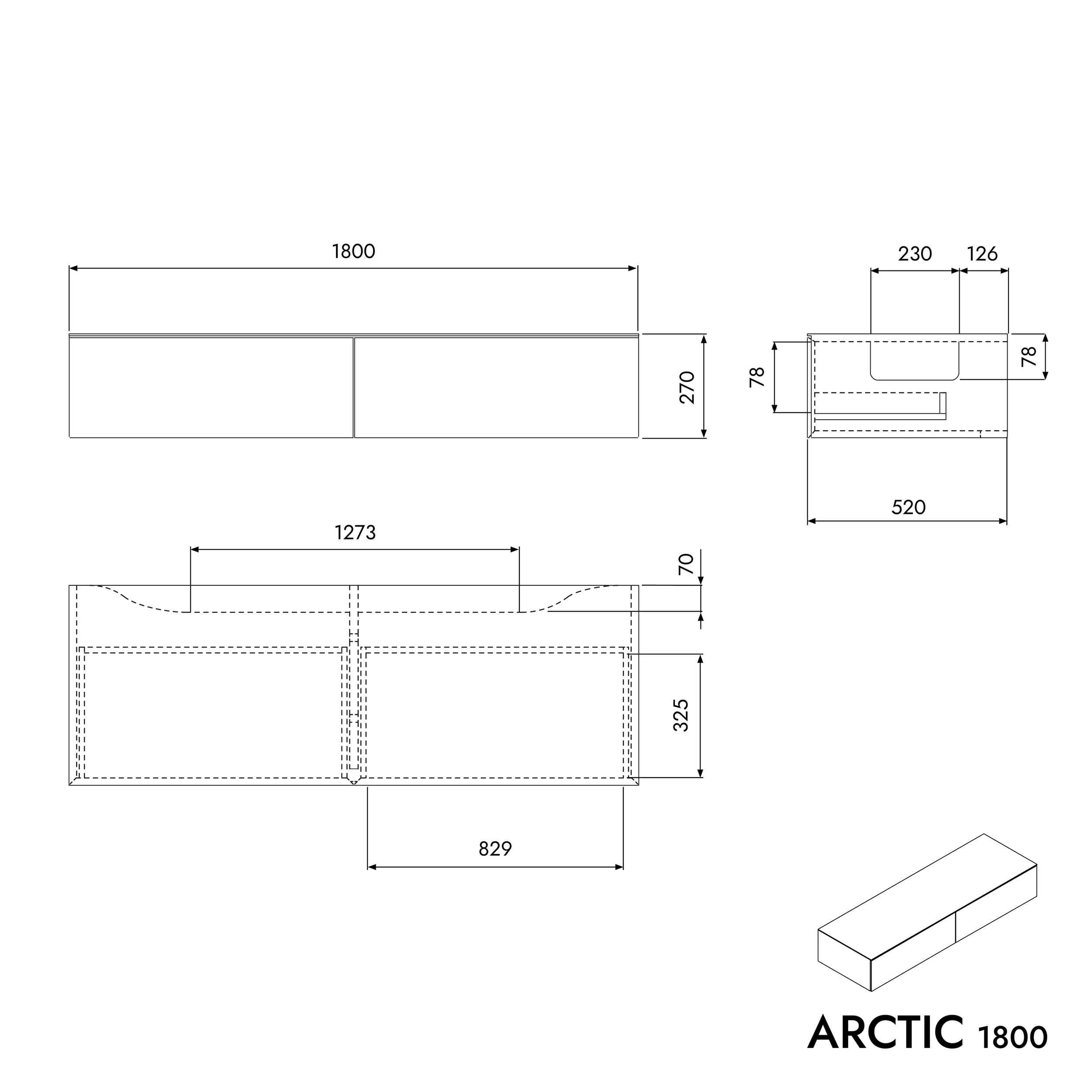 Waschtischunterschrank ARCTIC 1800