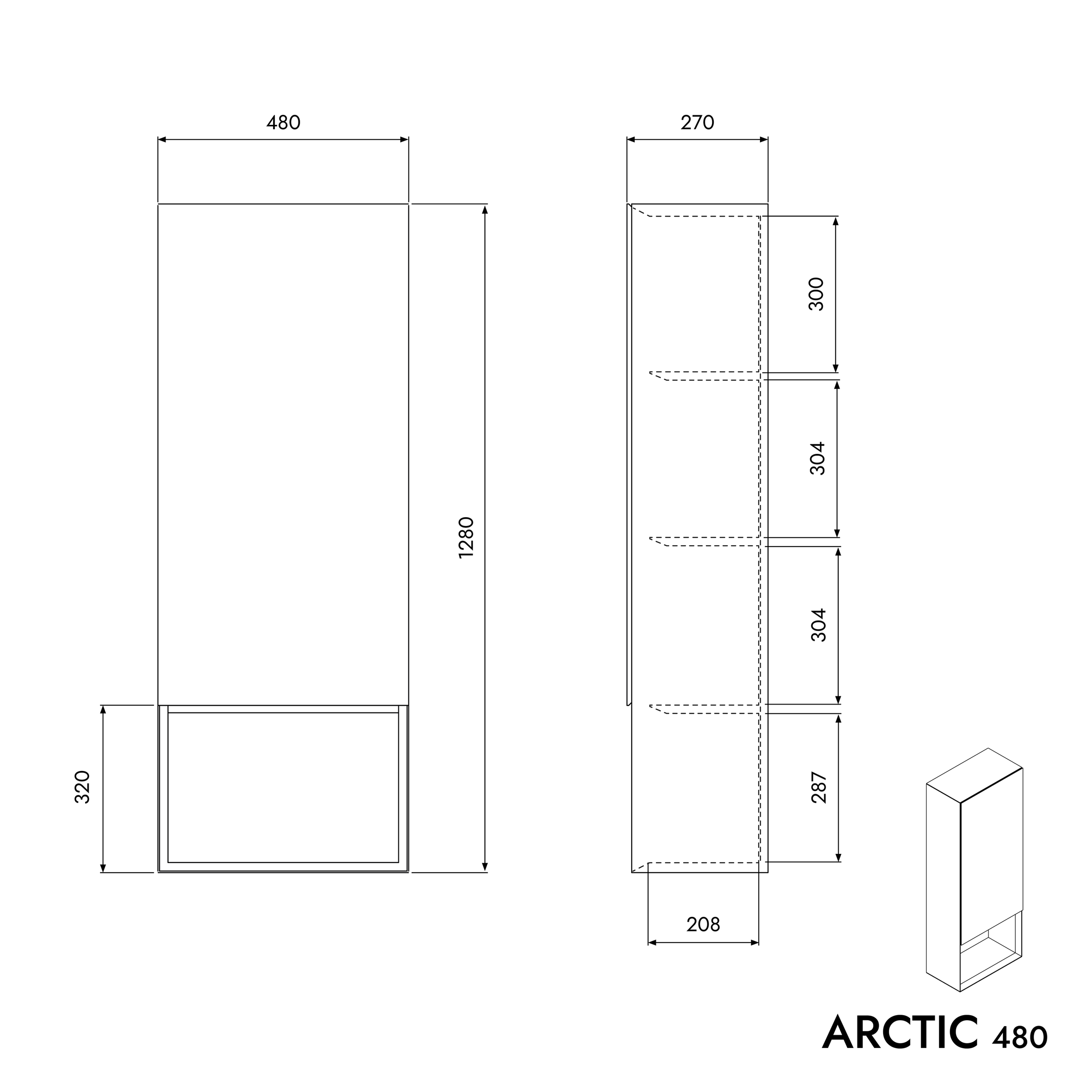 Seitenschrank ARCTIC 480 Weiß Softtouch