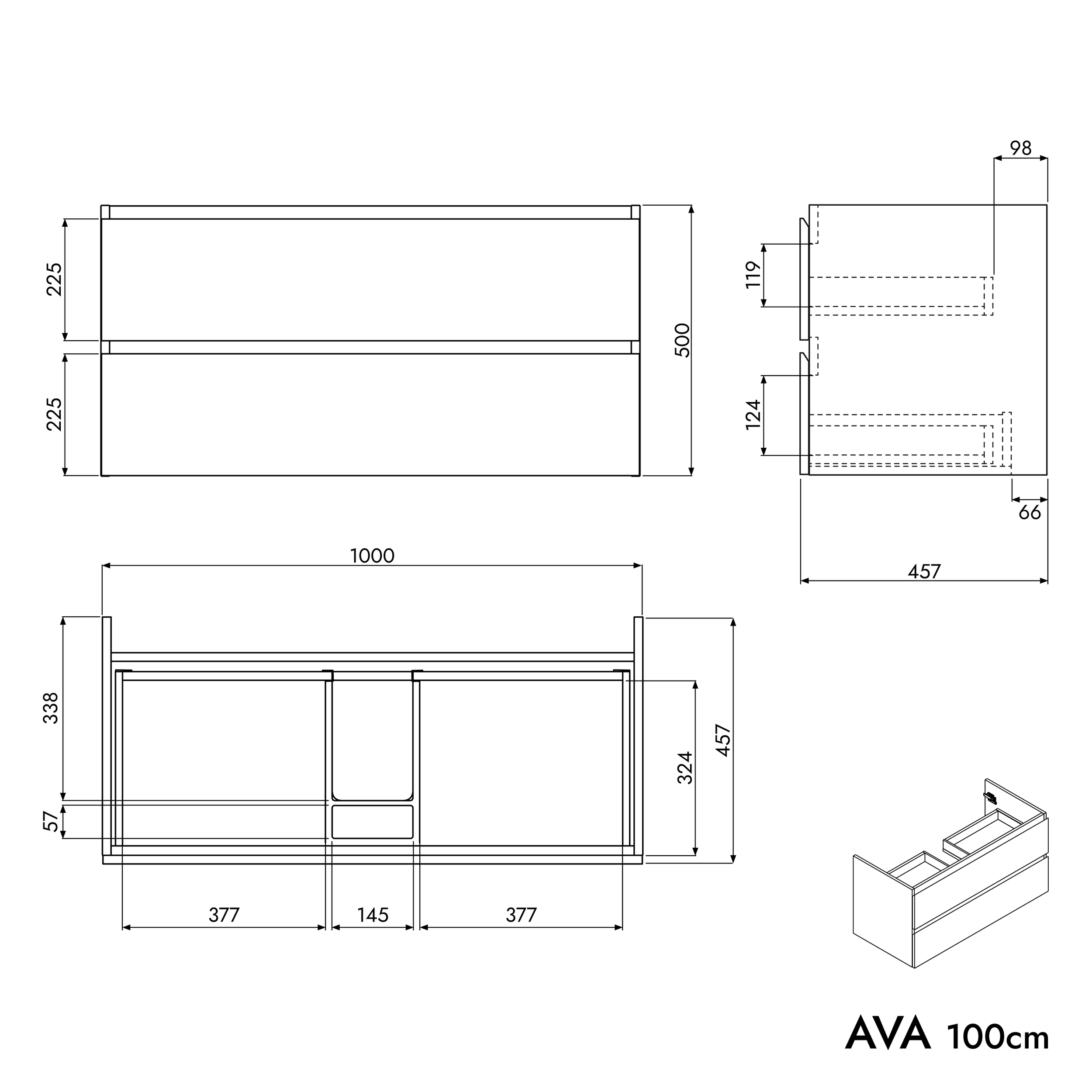 Badmeubel onderkast AVA 100 cm
