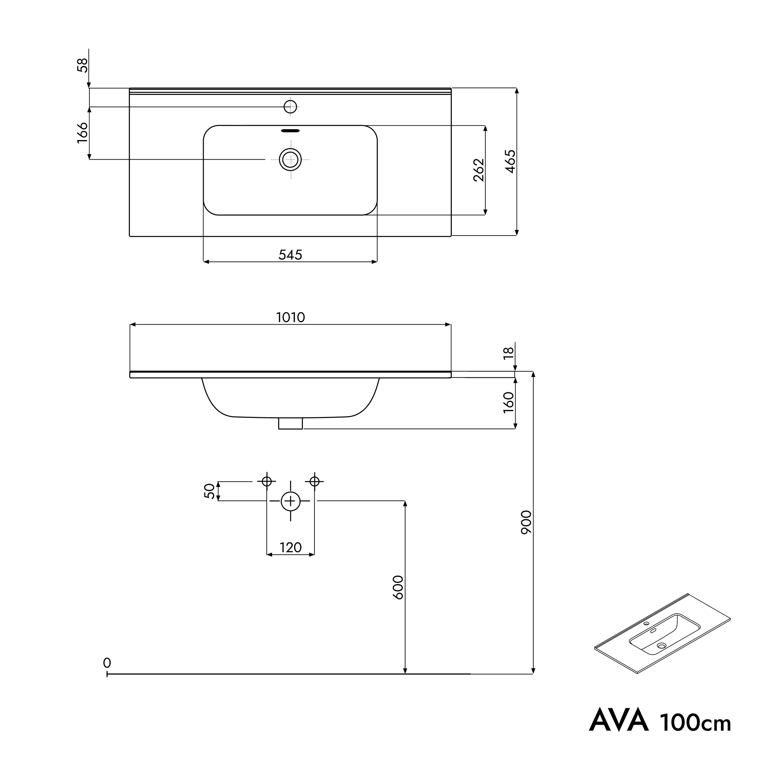 Onderkast AVA 100 cm