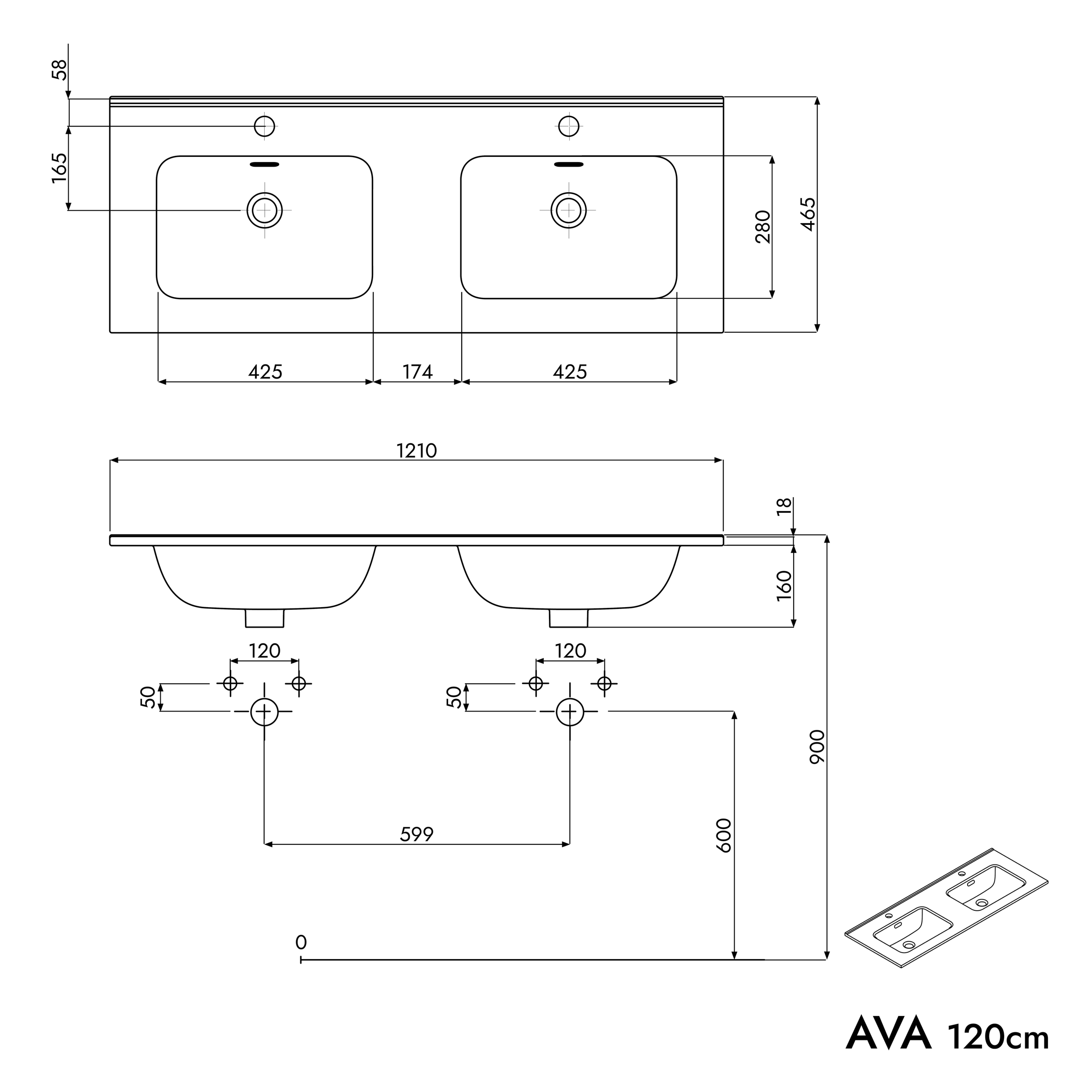 Meuble salle de bain AVA 120 cm