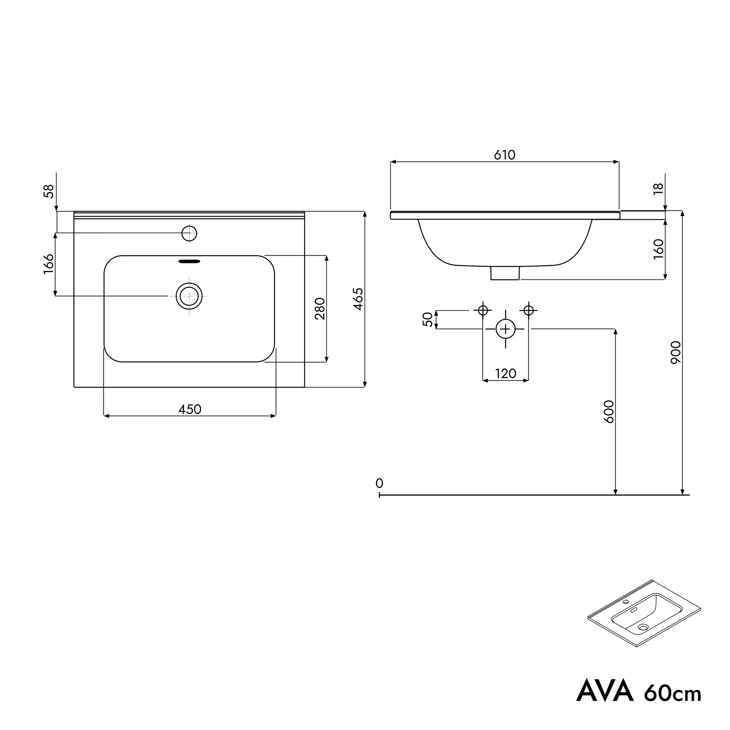 Meuble salle de bain AVA 60cm