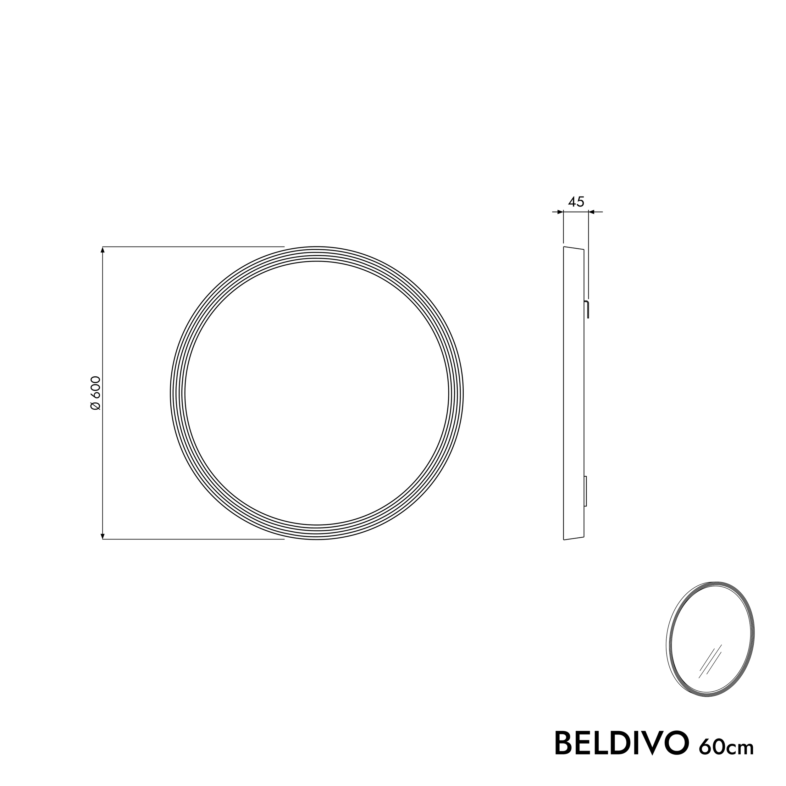 LED badkamerspiegel BELDIVO rond - 60 cm