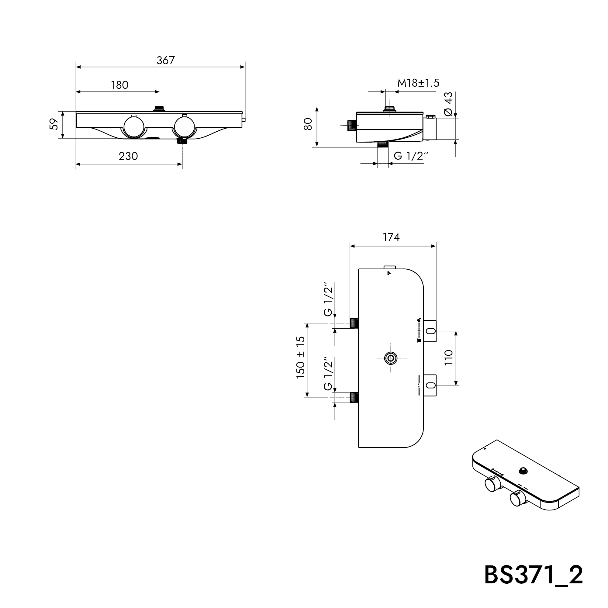 Douchesysteem Thermostaat BS371