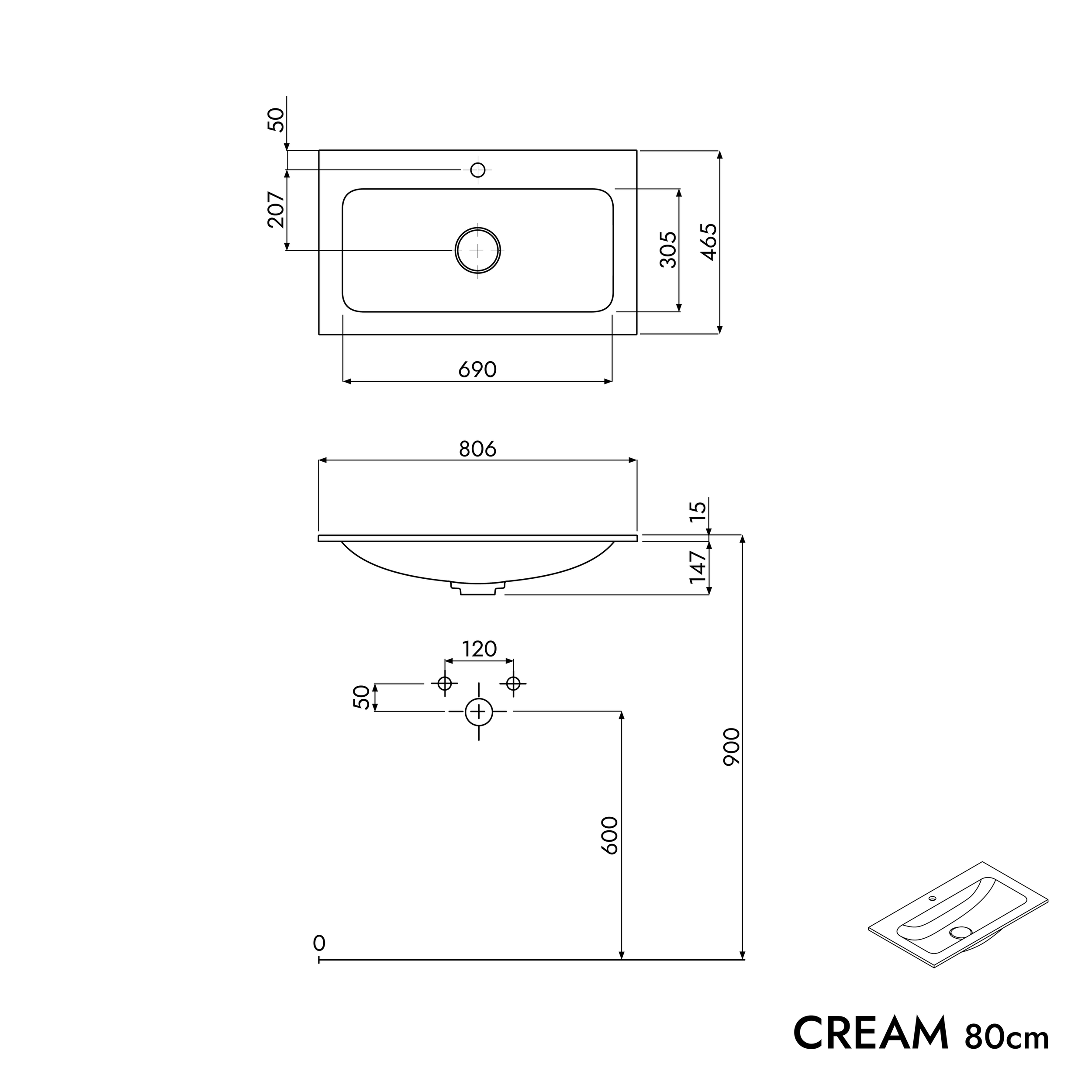 Meuble salle de bain VIREO 80 cm