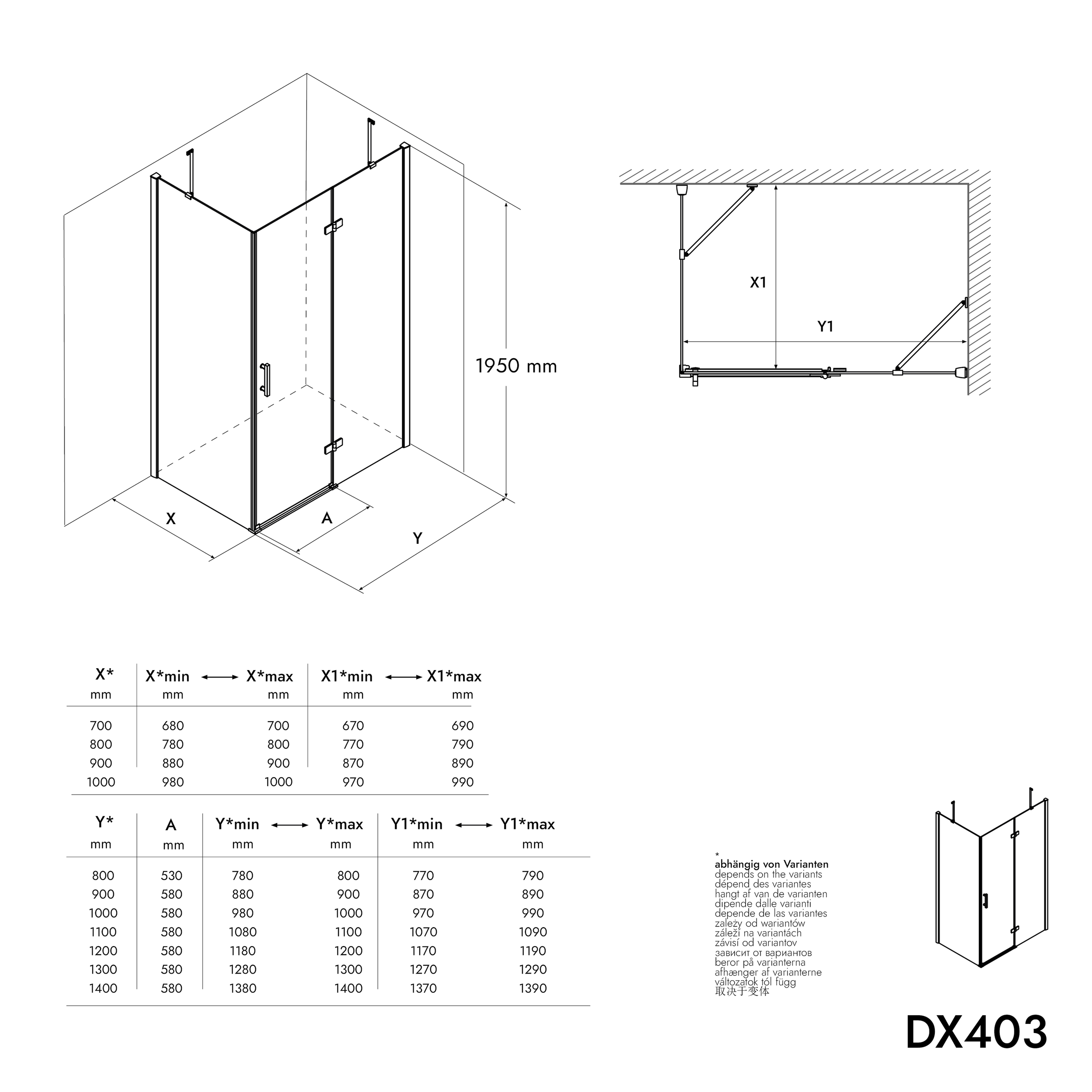 Cabine de douche accès latéral DX403