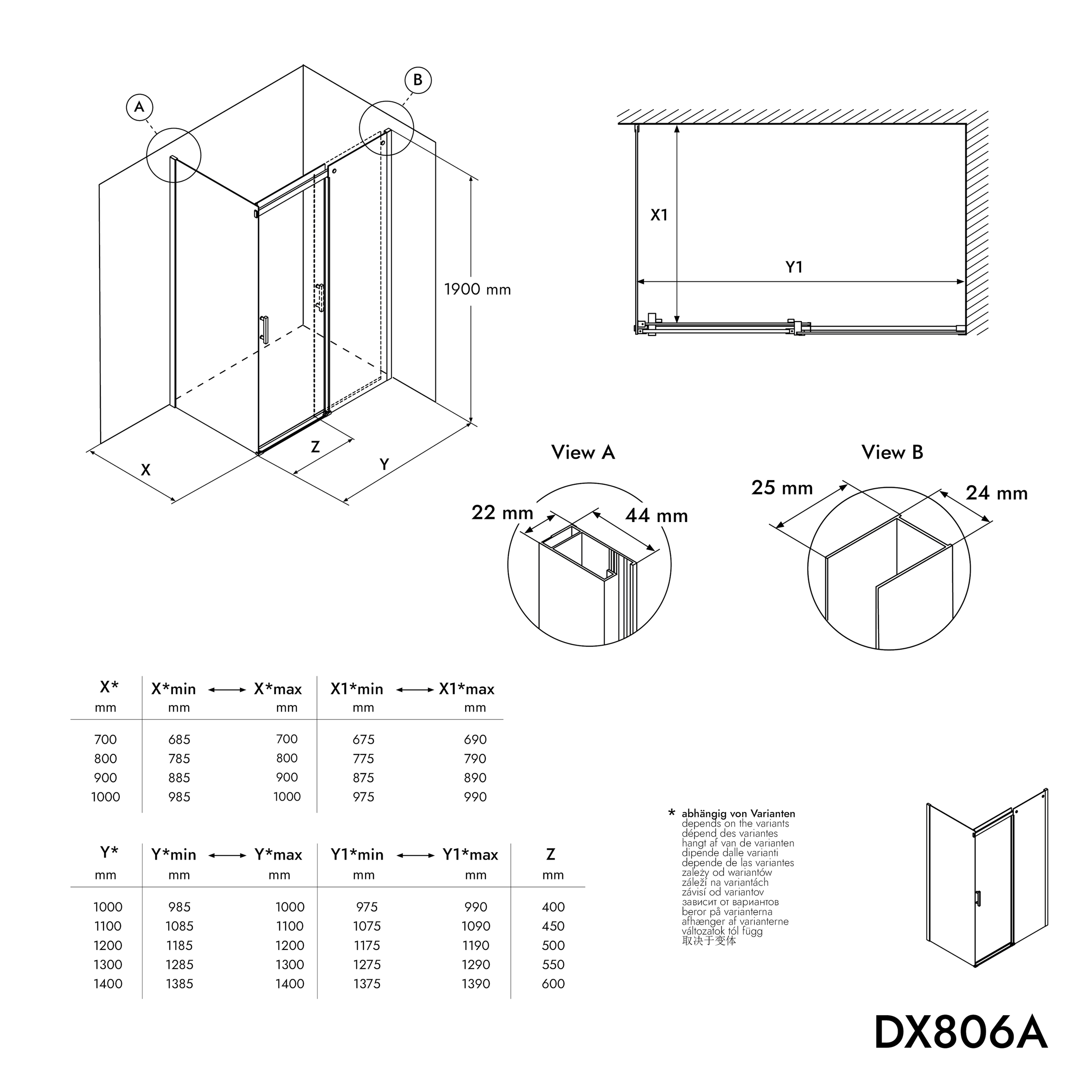 Paroi de douche DX806A FLEX
