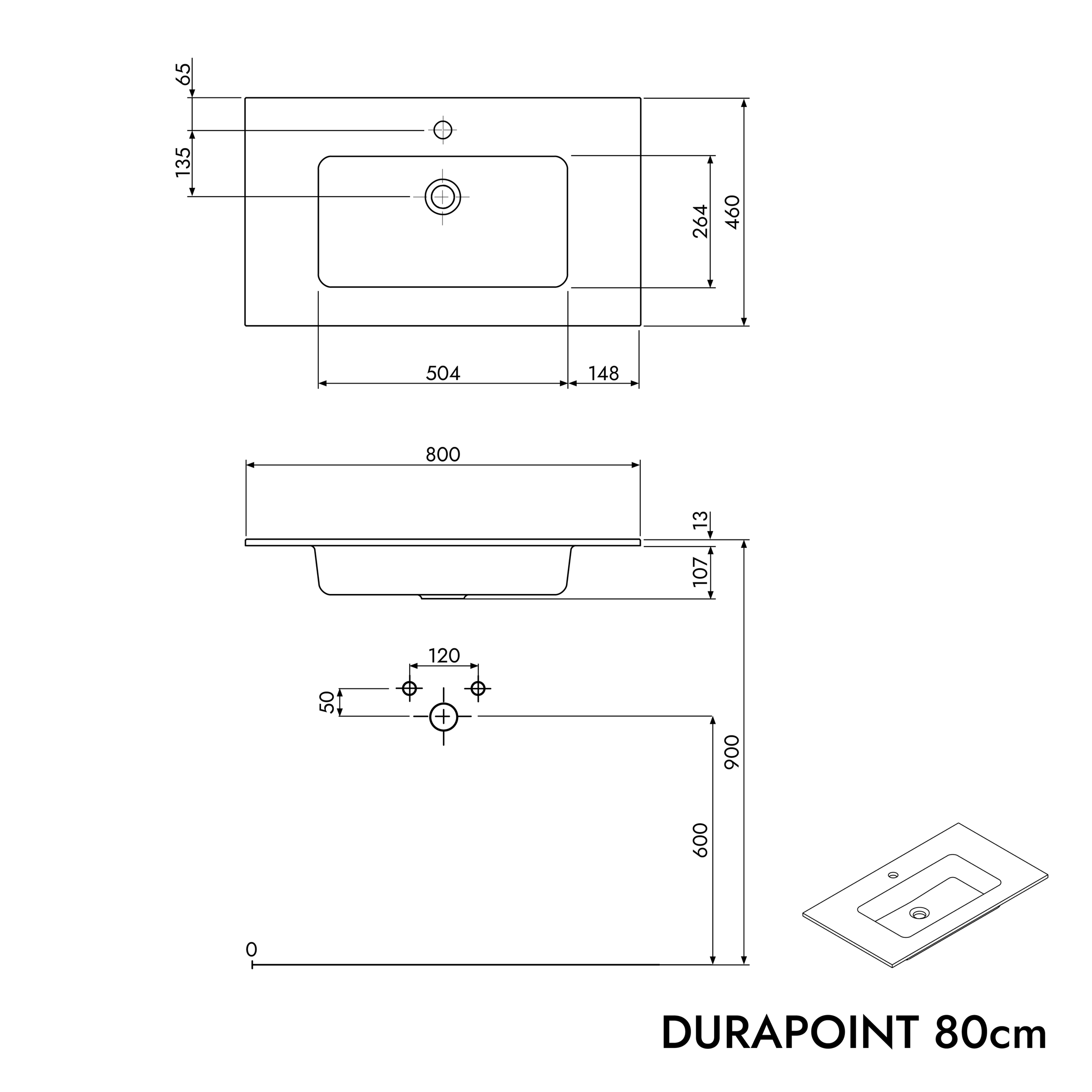Duravit washbasin with vanity unit TIM 80 cm