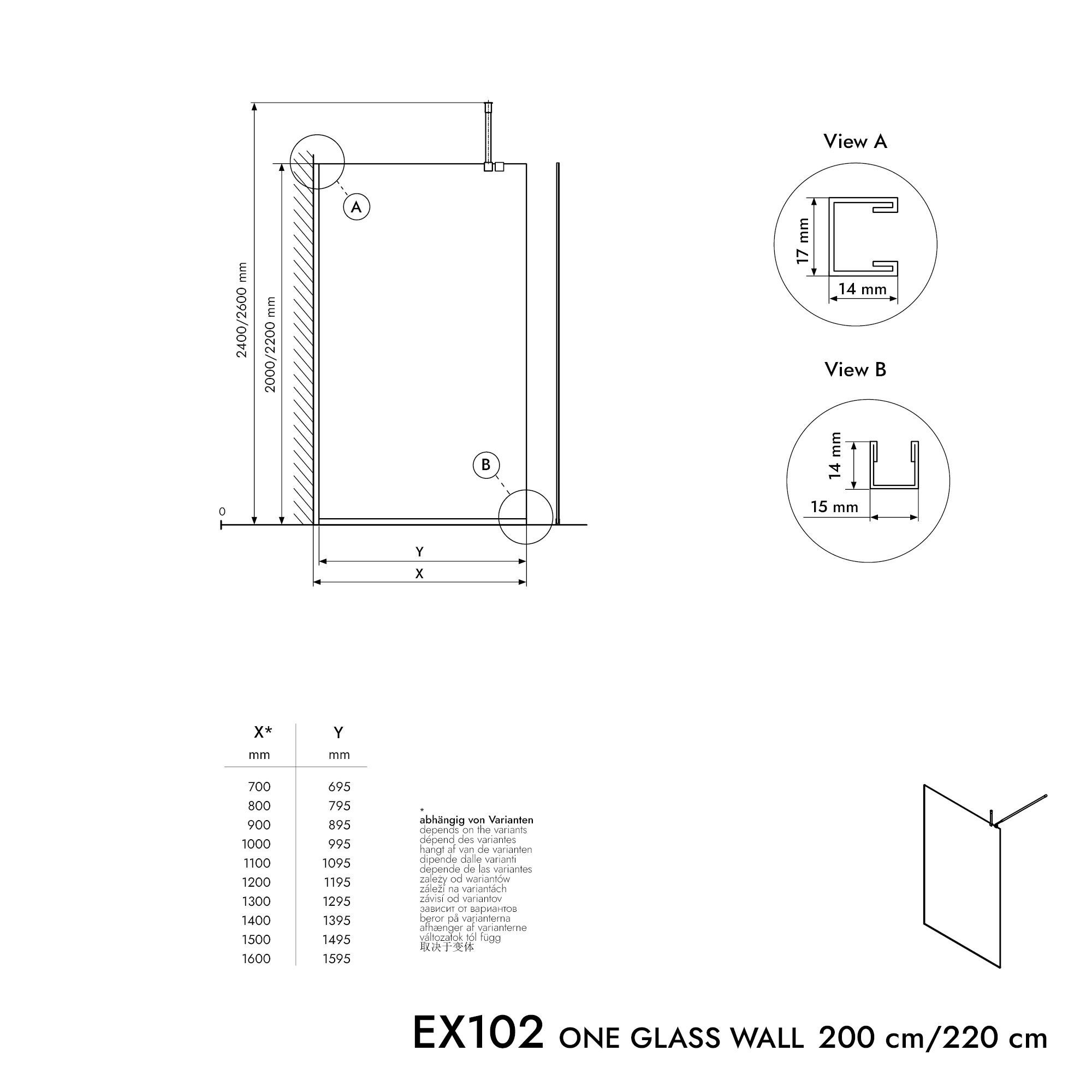 Walk-In 10mm Nano Grijs Glas EX102-2