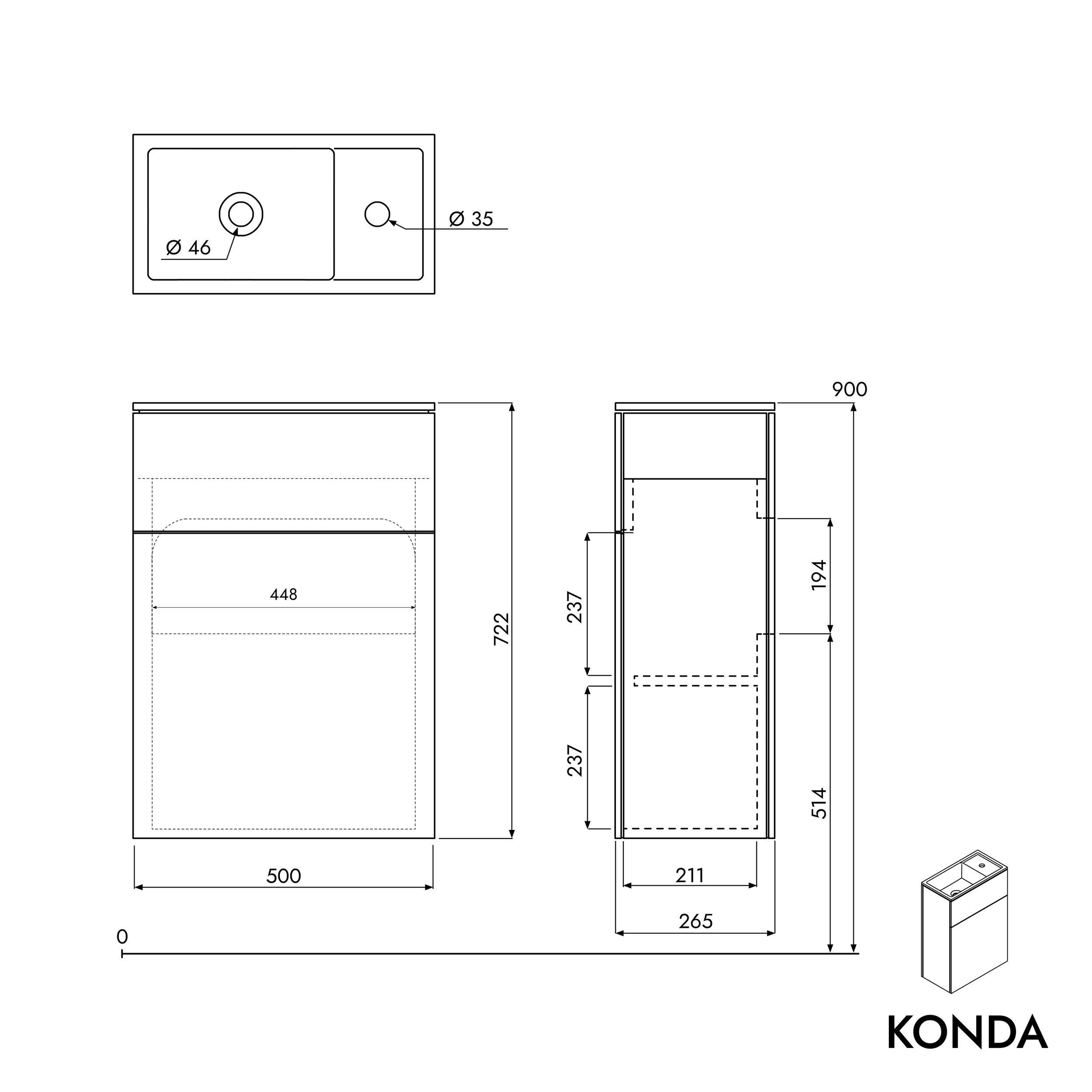 Onderkast KONDA 50 cm 