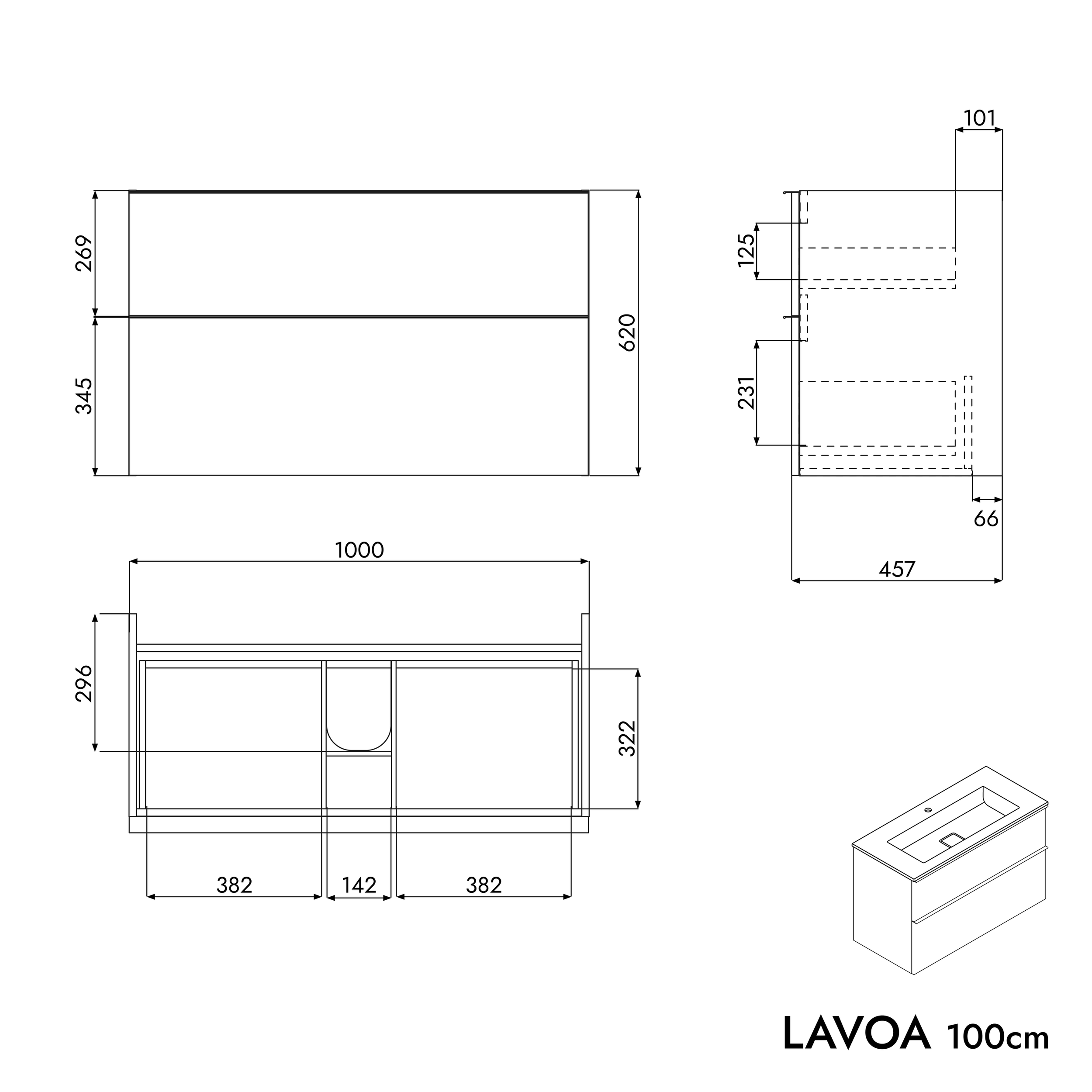 Meuble salle de bain LAVOA 100 cm