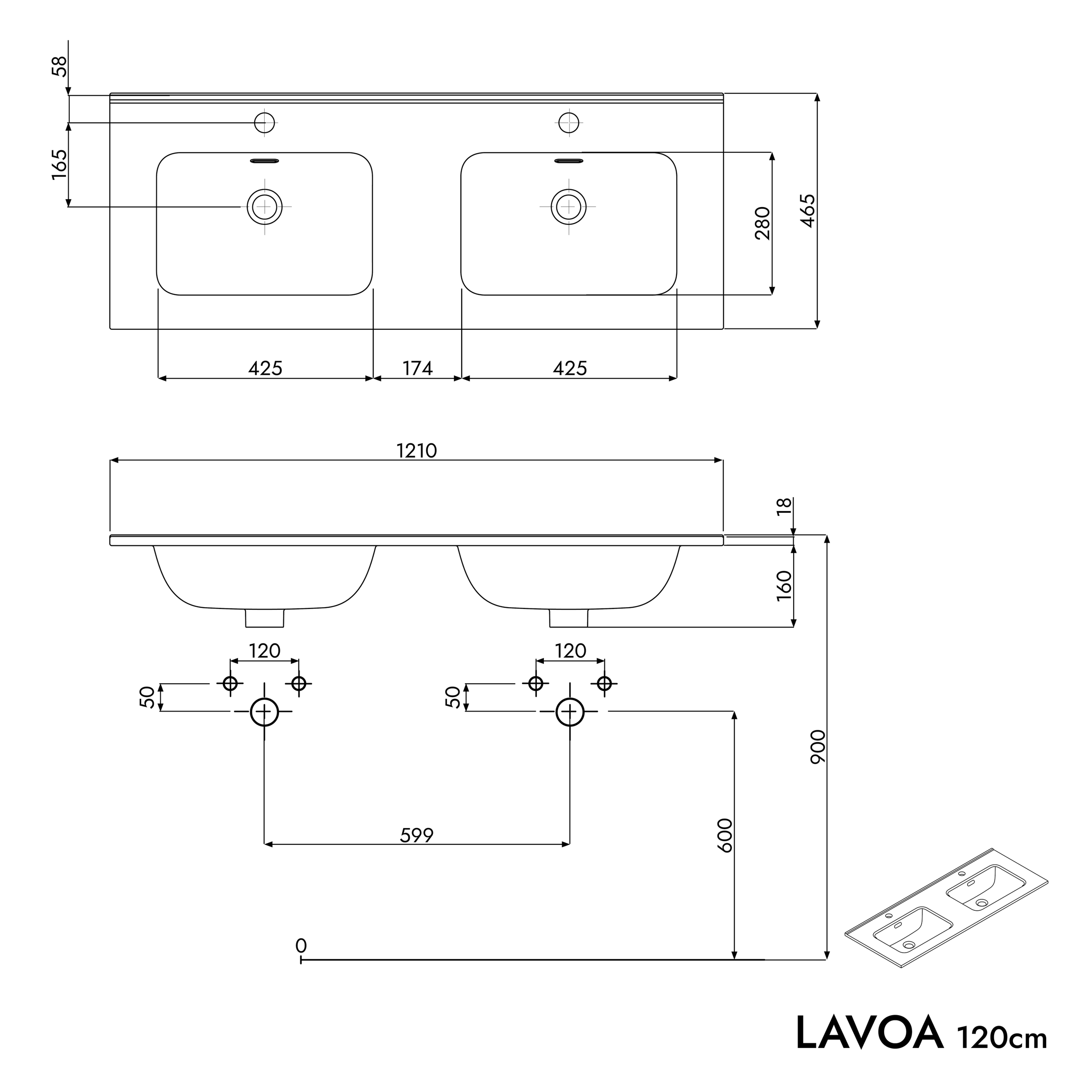 Meuble salle de bain LAVOA 120 cm