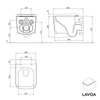 Wall-hung WC rimless LAVOA Incl. WC cover with soft-closing mechanism