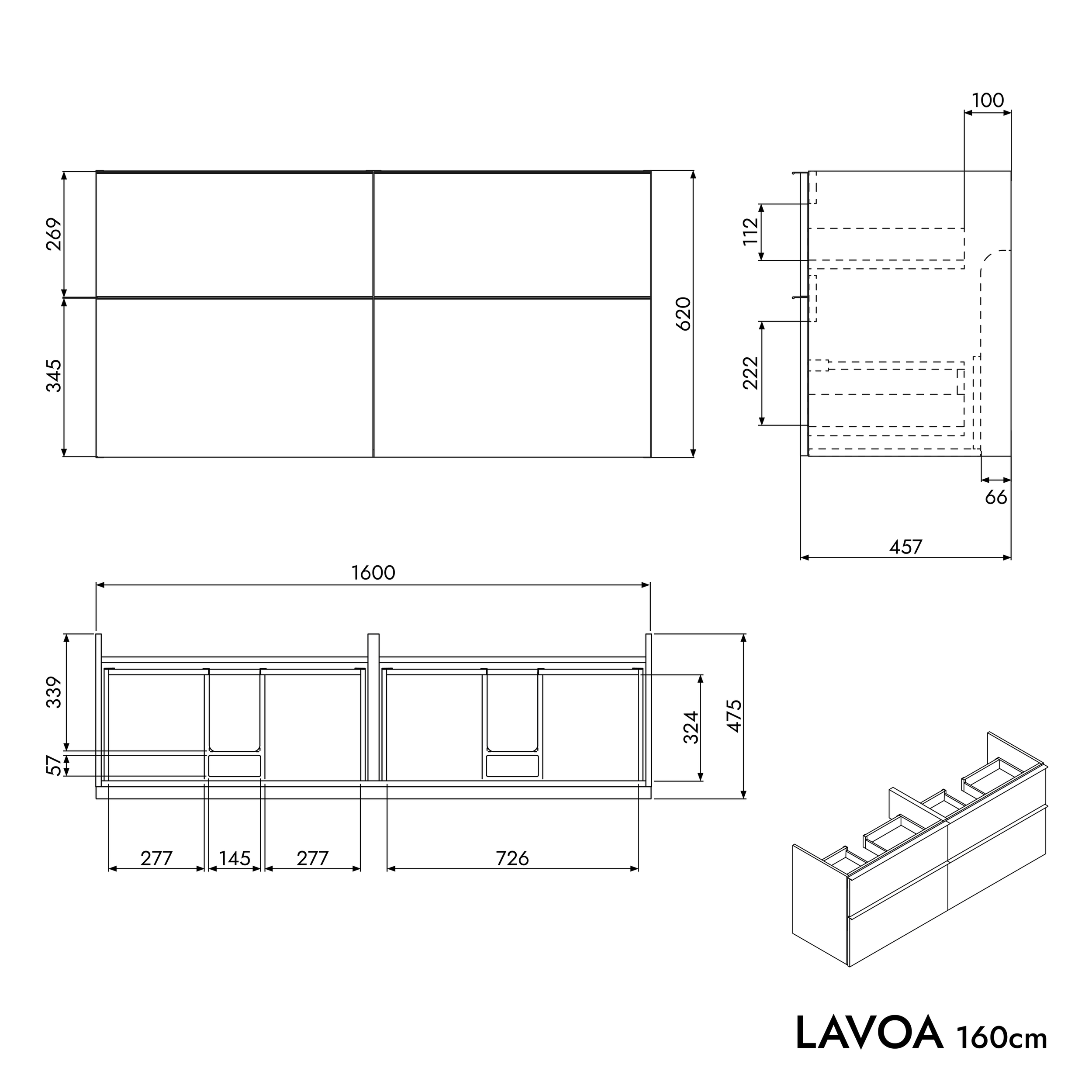 Meuble salle de bain LAVOA 160 cm