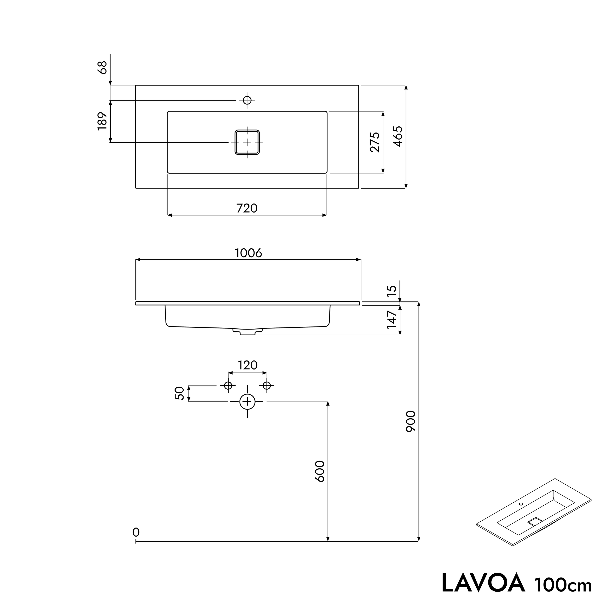 Unterschrank LAVOA 100 cm