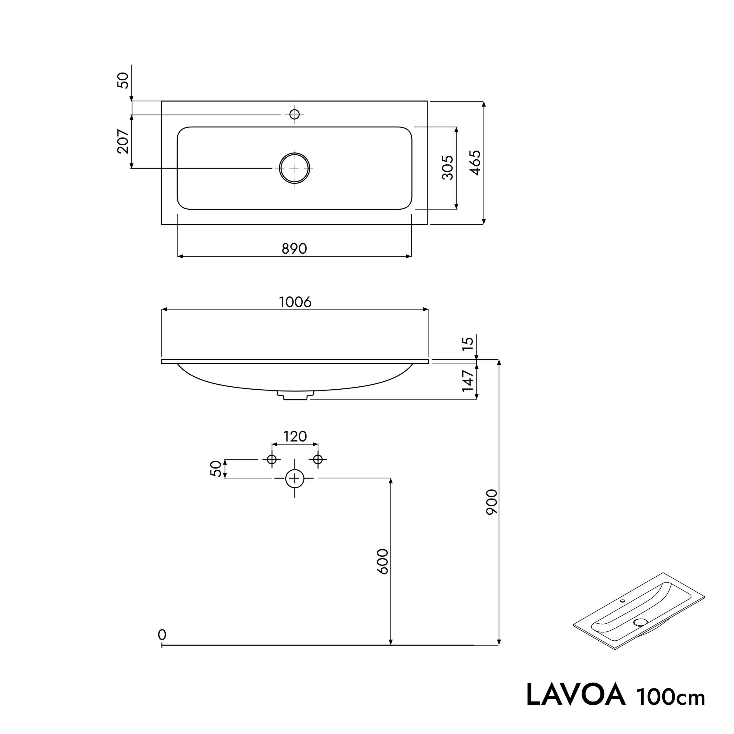 Meuble salle de bain LAVOA 100 cm