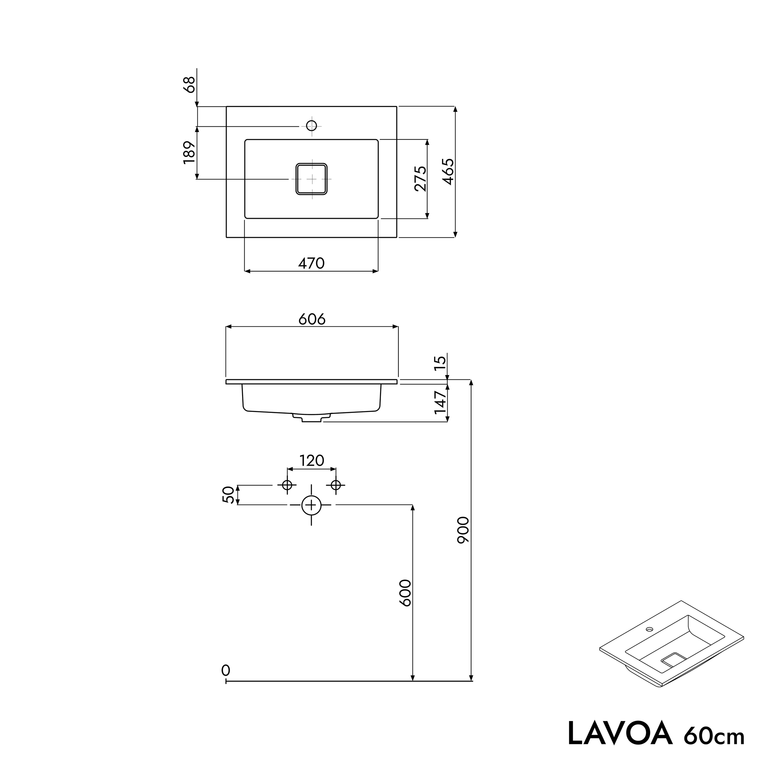 Meuble salle de bain LAVOA 60 cm