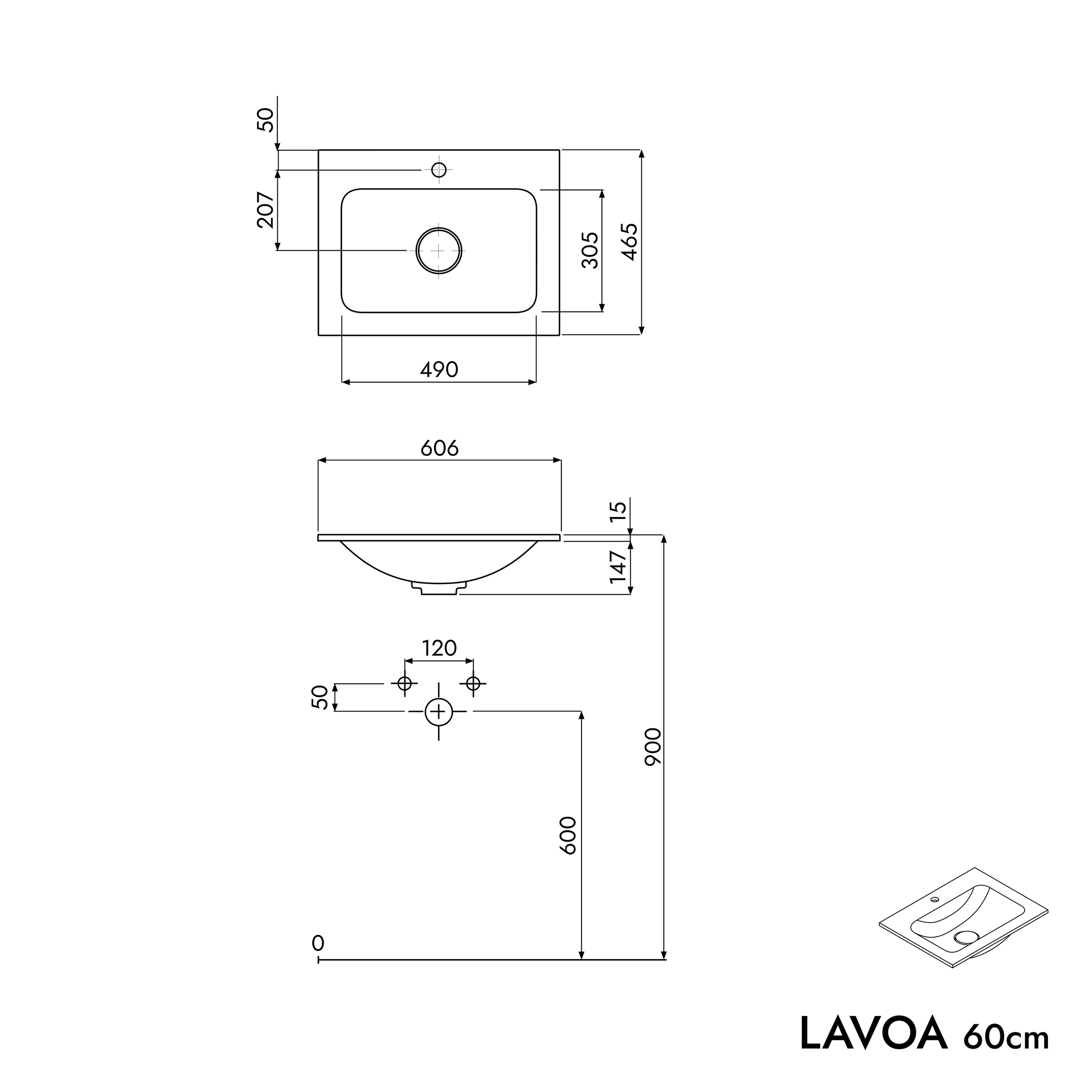 Wastafelonderkast LAVOA 60 cm