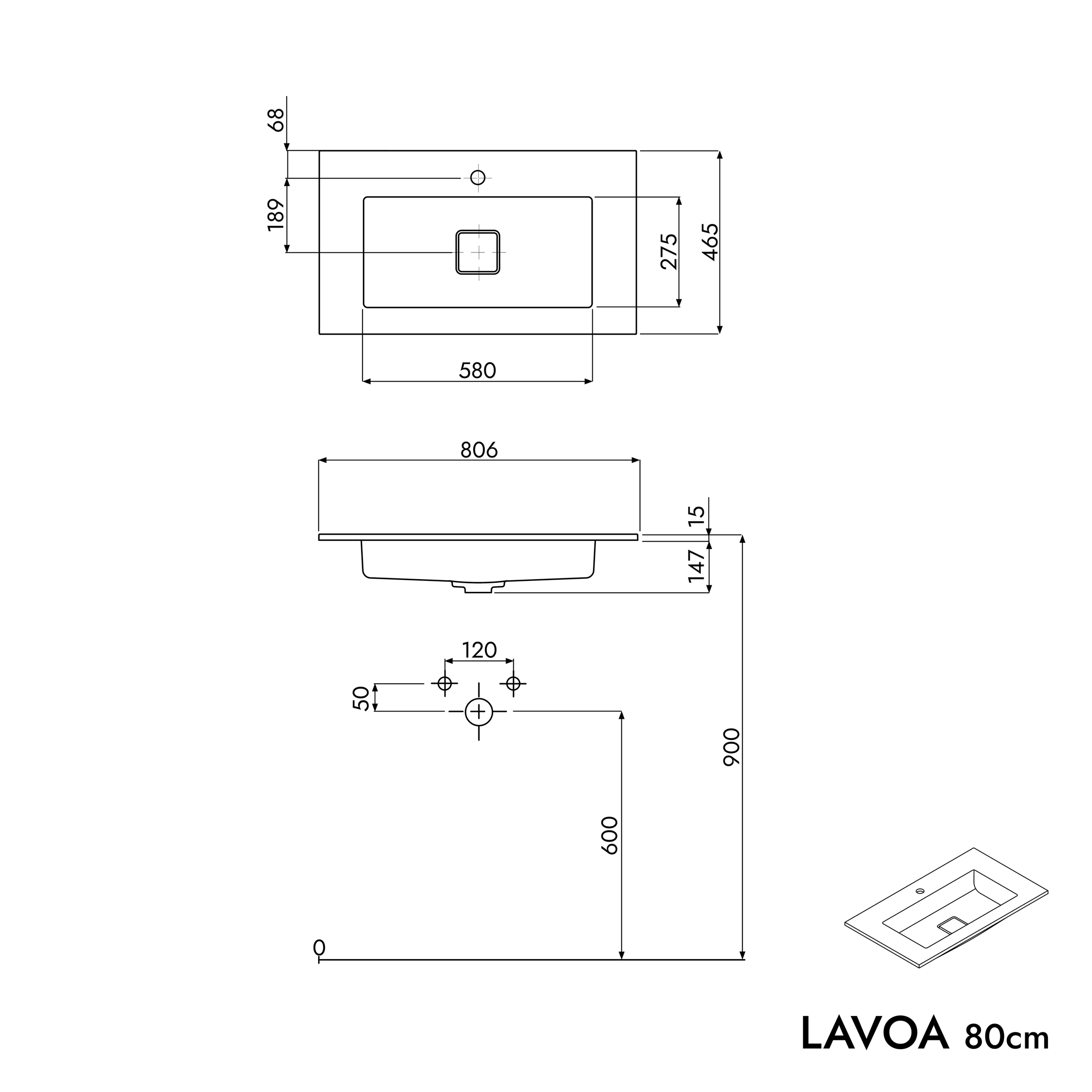 Vanity unit LAVOA 80 cm