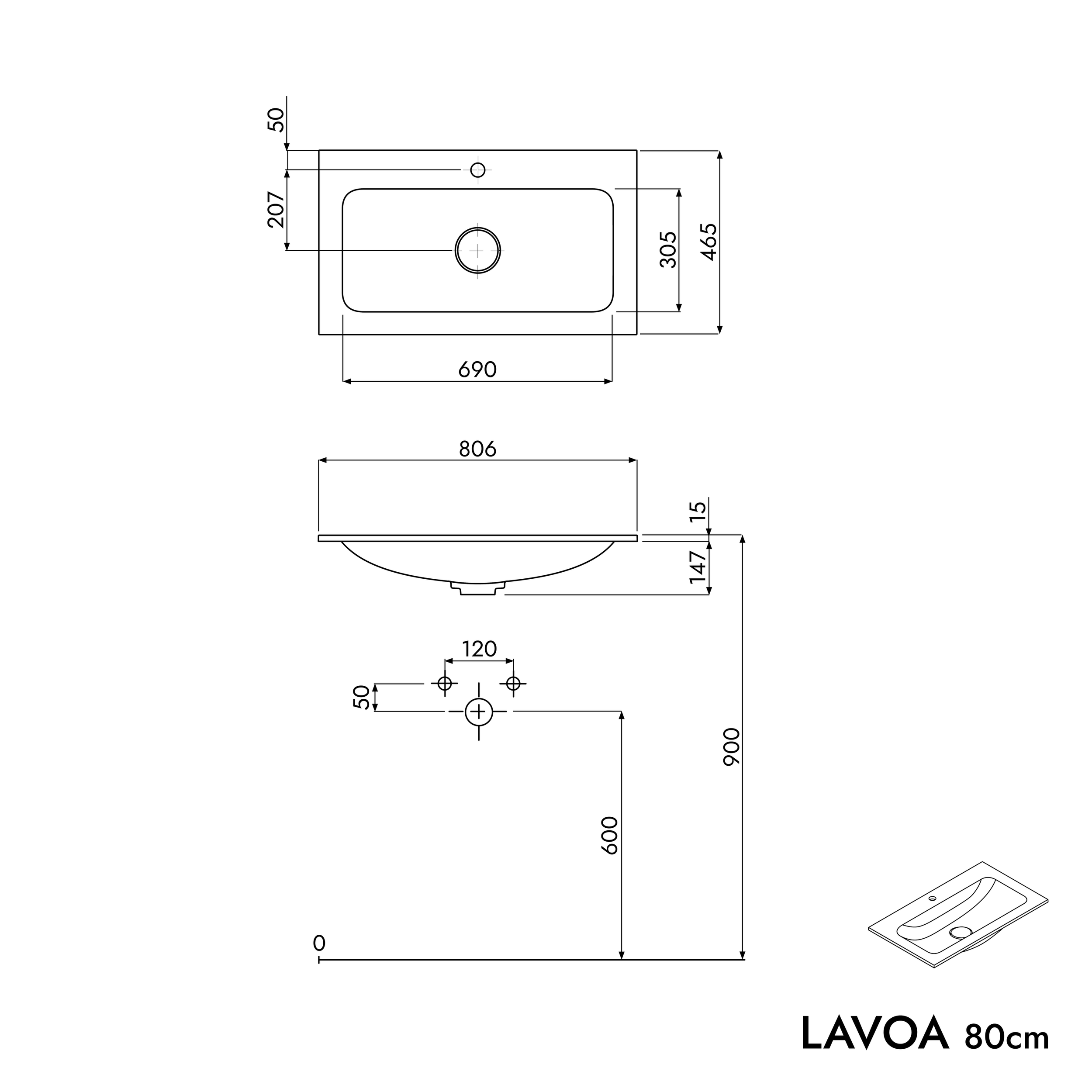 Unterschrank LAVOA 80 cm