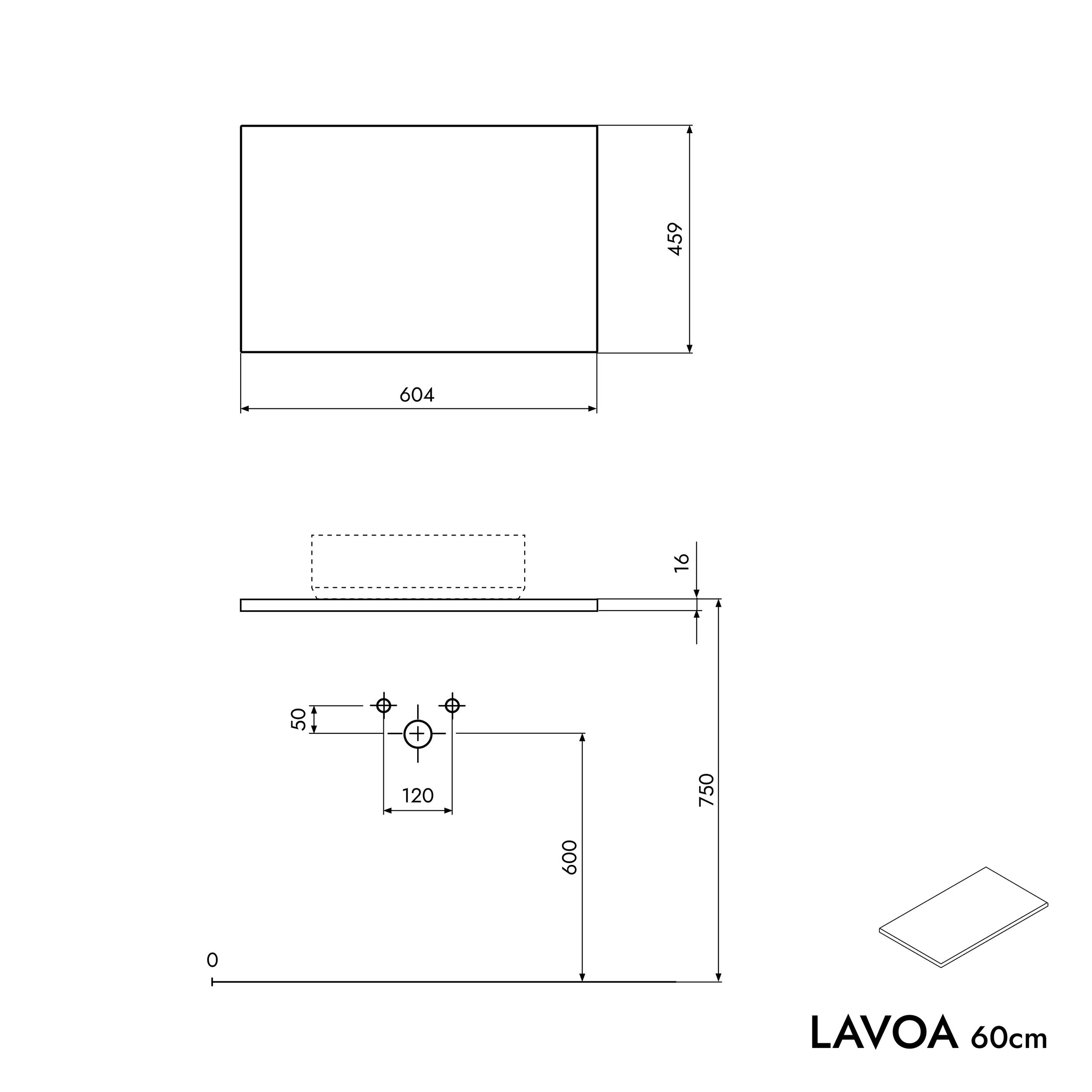 Badkamermeubel onderkast LAVOA 60 cm