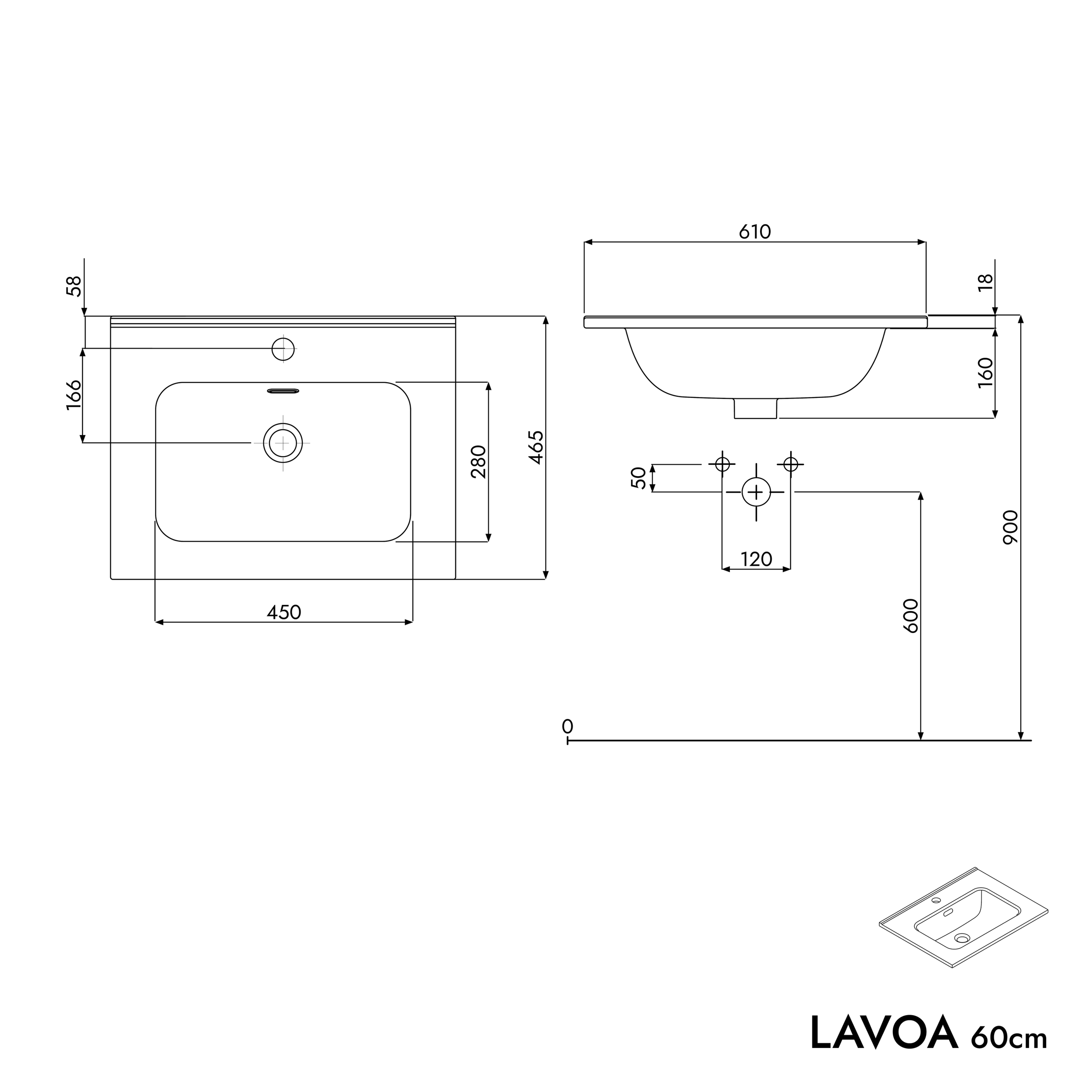 Meuble salle de bain LAVOA 60 cm