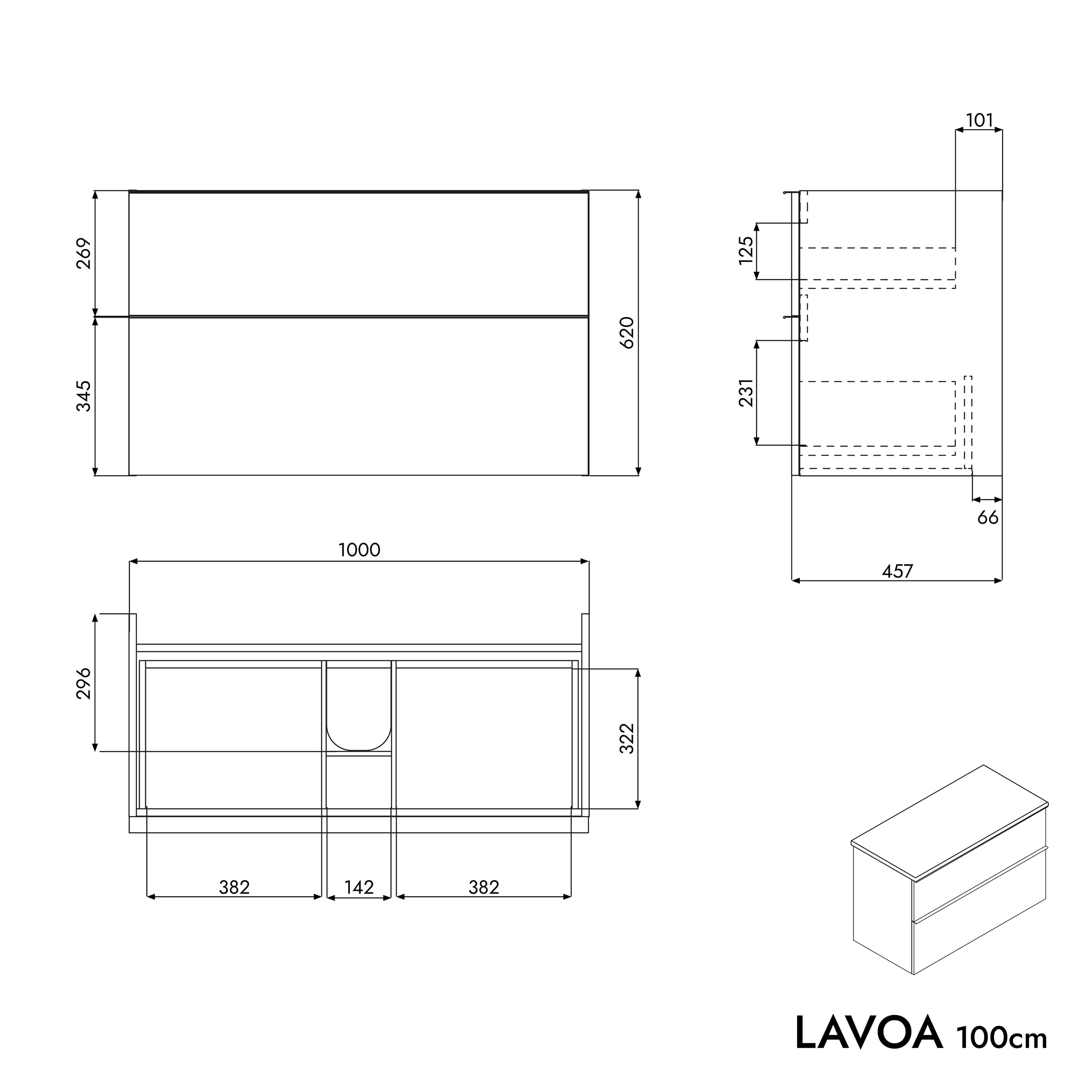 Meuble salle de bain LAVOA 100 cm