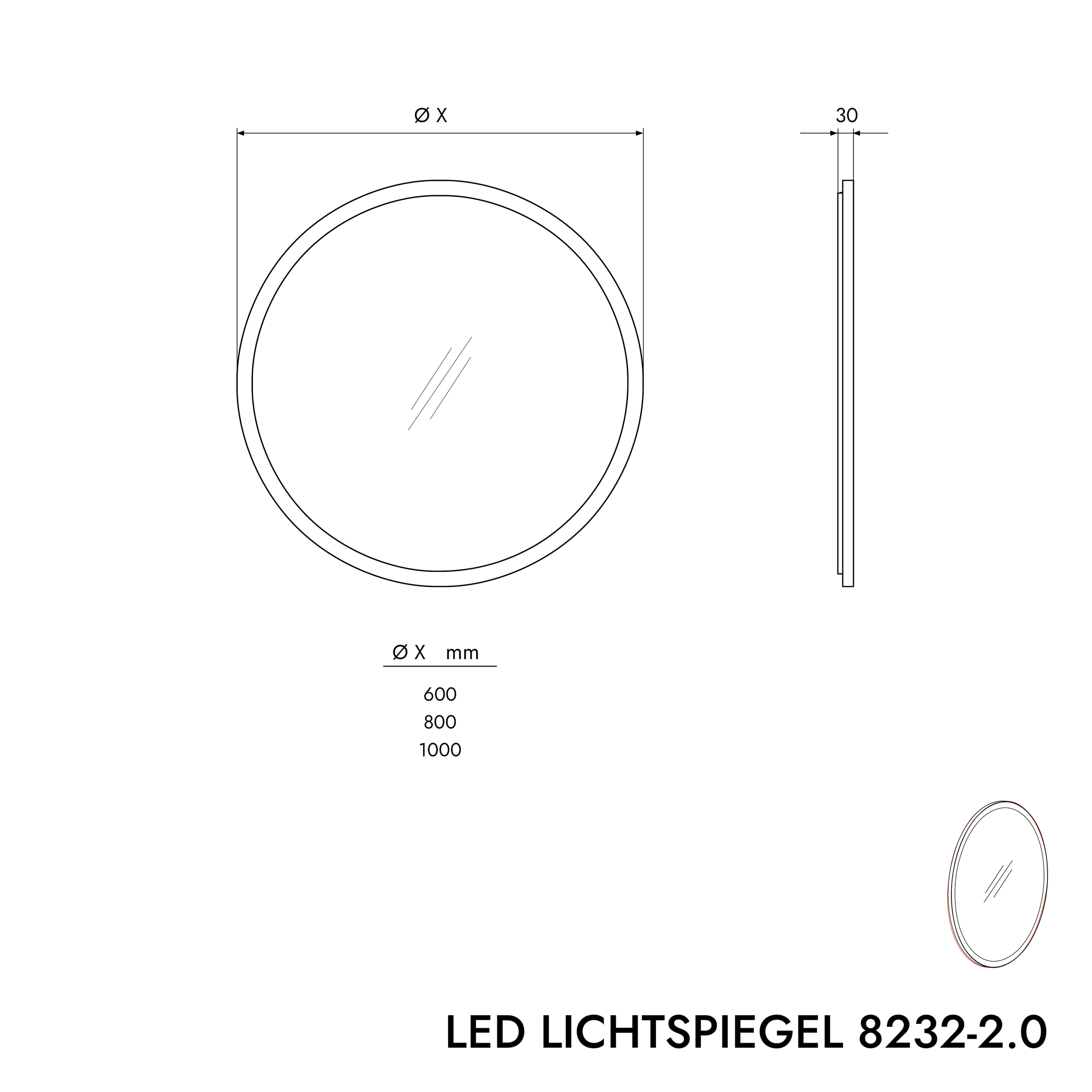 LED-verlichte spiegel 8232-2.0 Rond