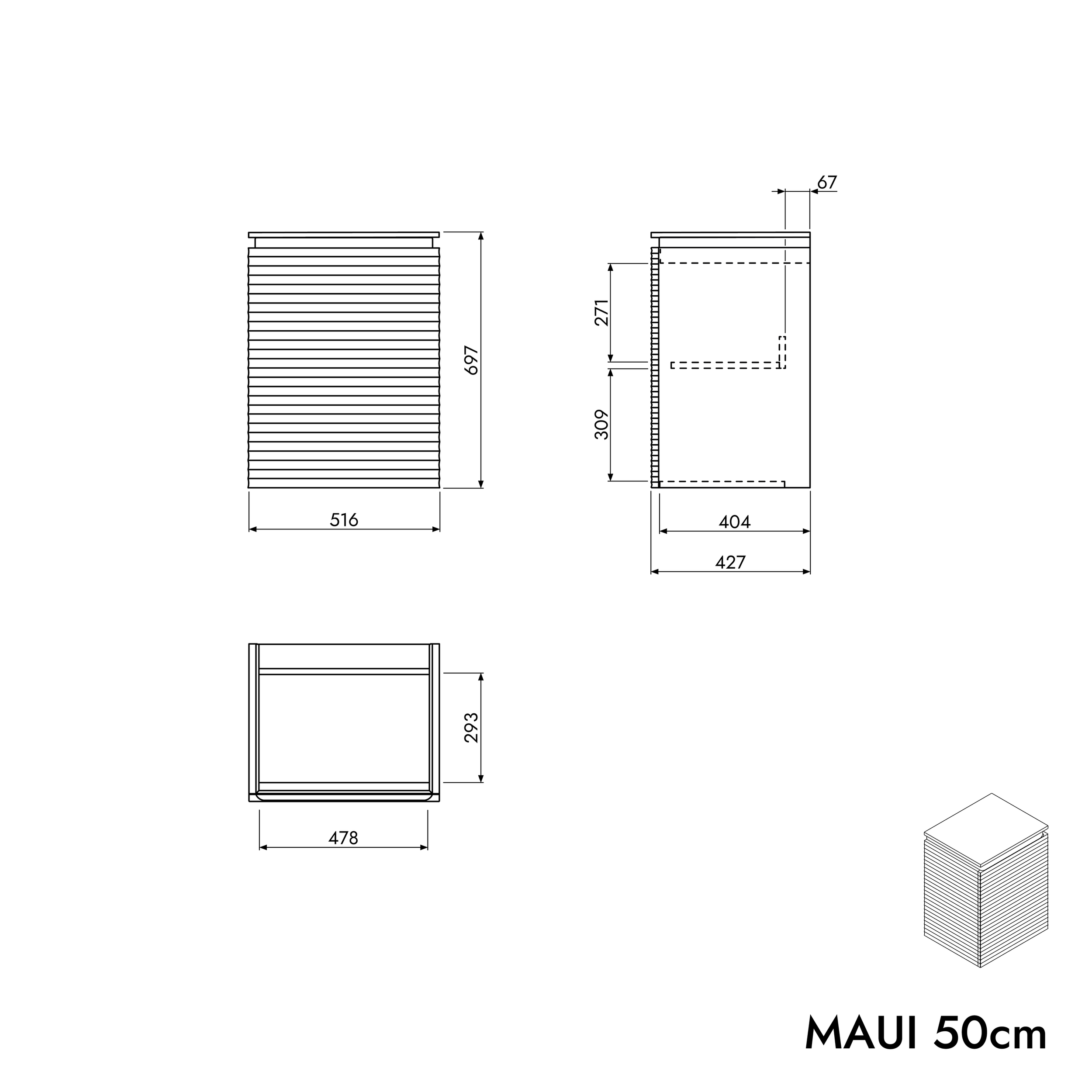 Wastafelonderkast MAUI 50 cm