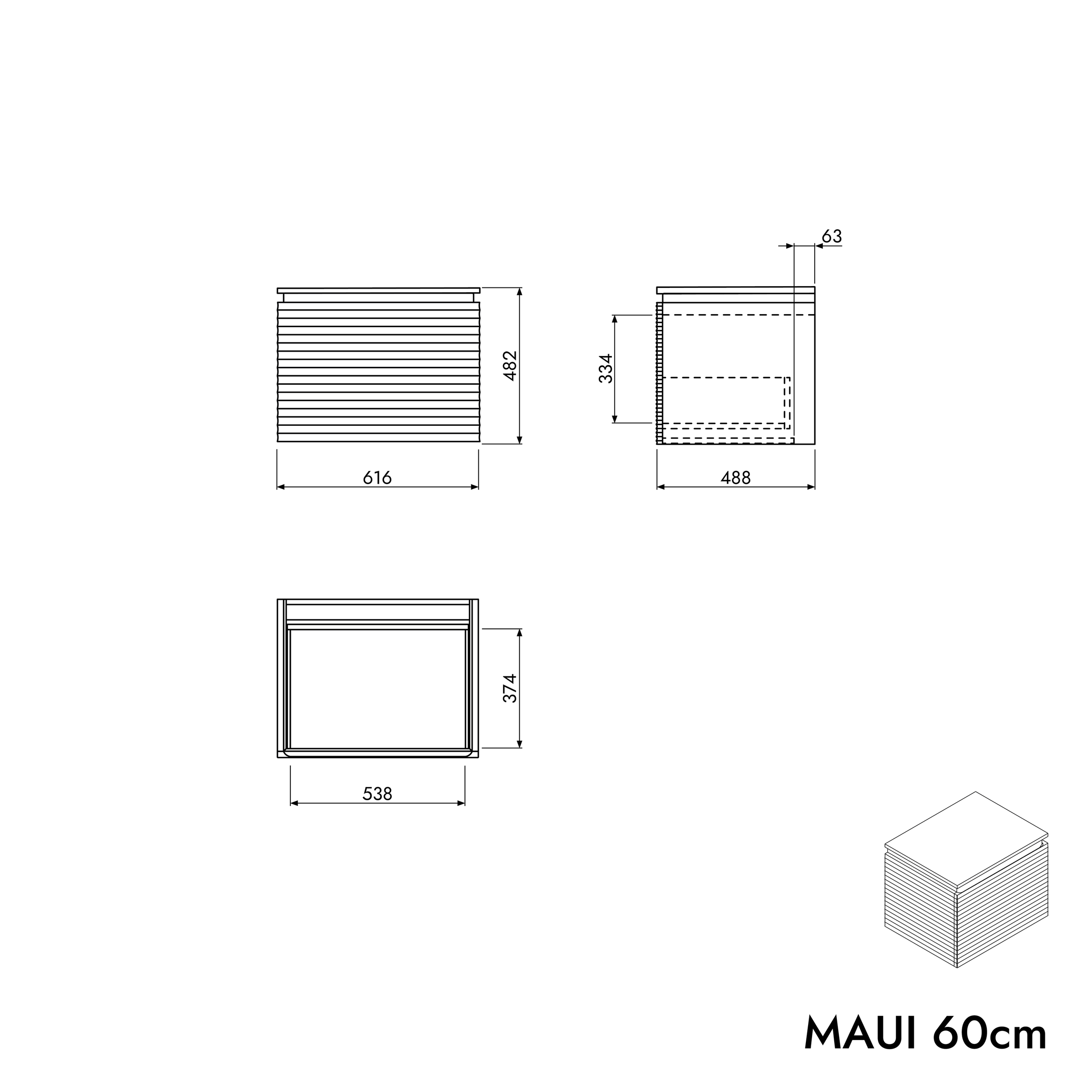 Wastafelkast MAUI 60 cm