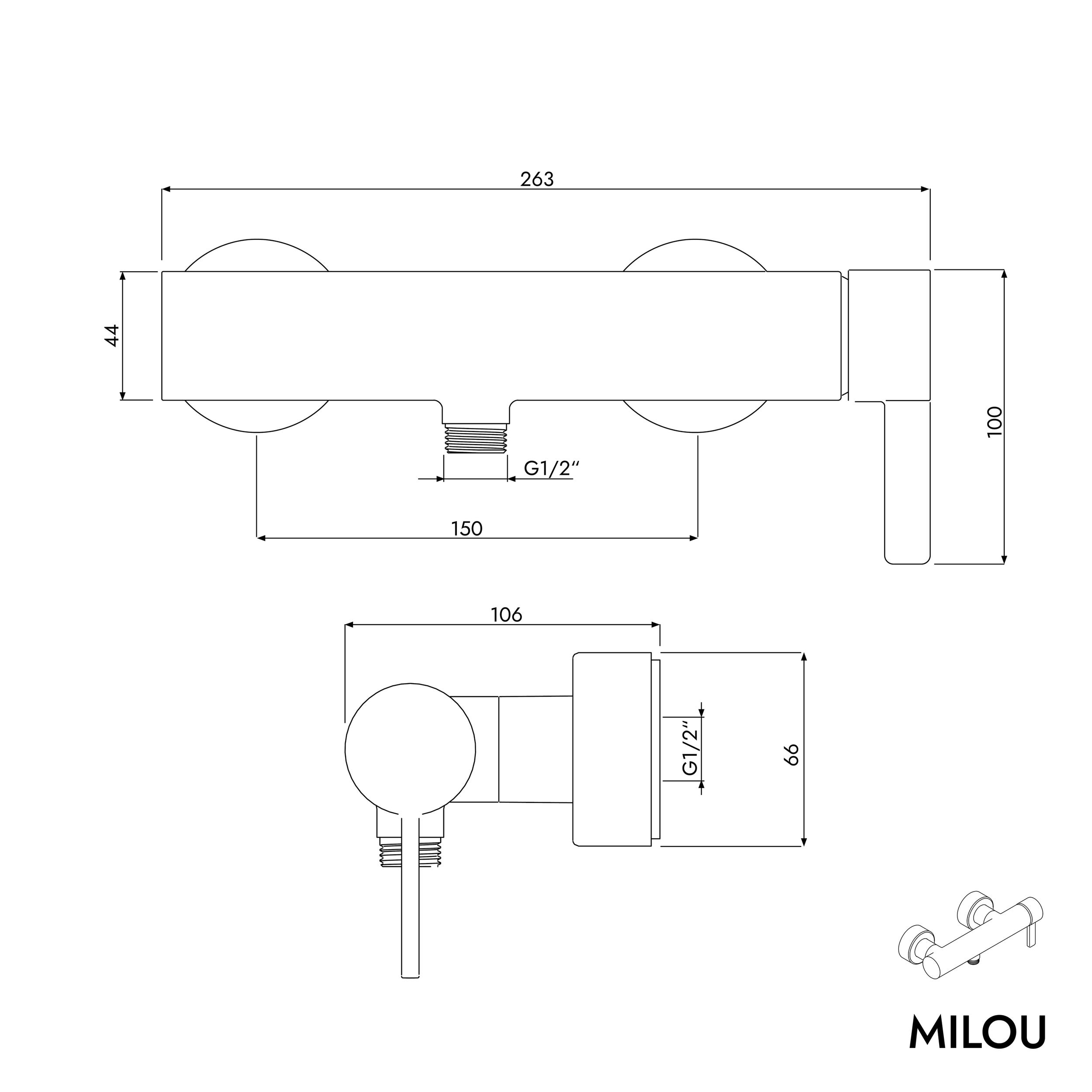 Doucharmatuur MILOU opbouw