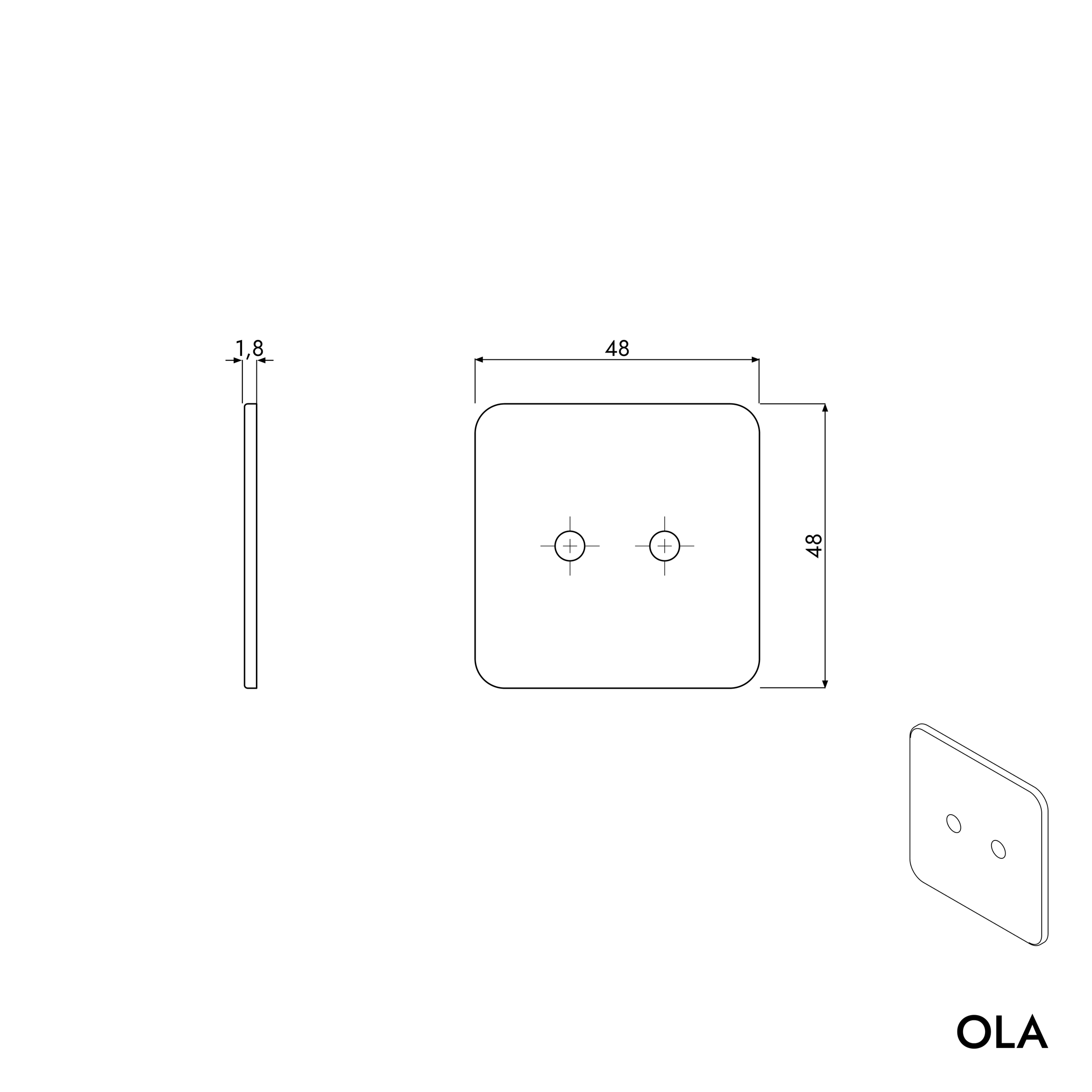 Porte-papier toilette OLA - Inox - env. 15,5 x 8,5 cm - Carré - couleur au choix