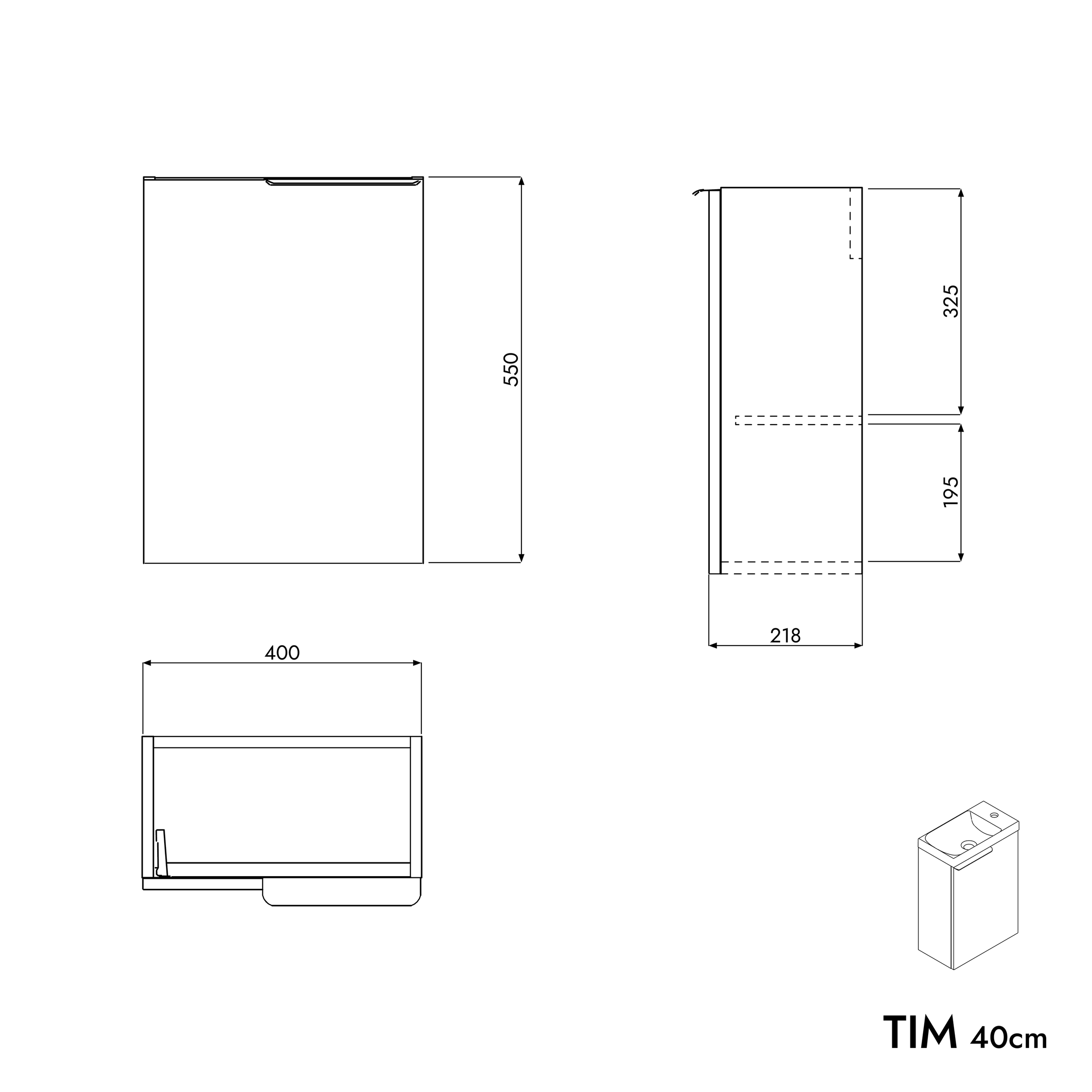 Wastafelonderkast TIM 40 cm