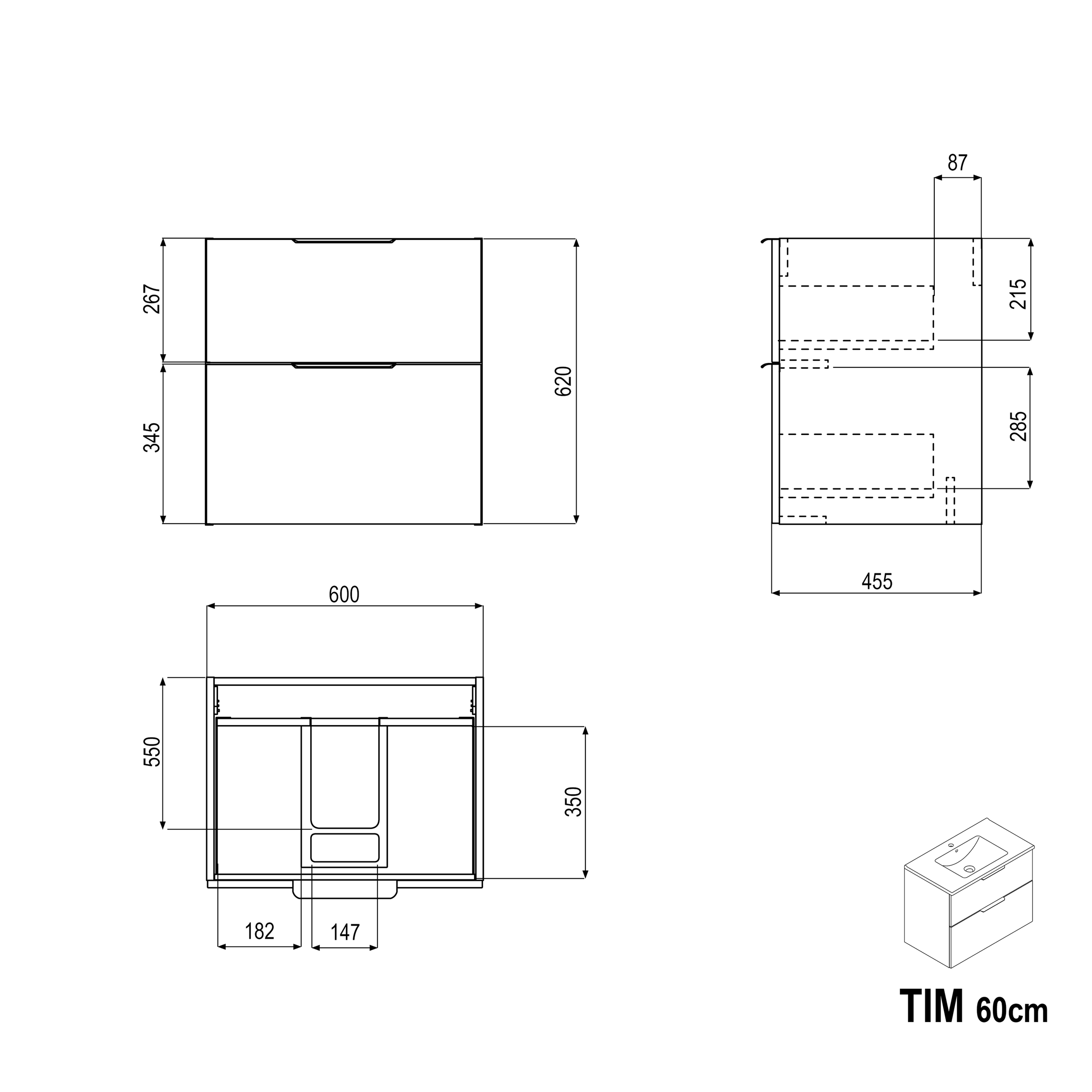 Meuble salle de bain TIM 60 cm