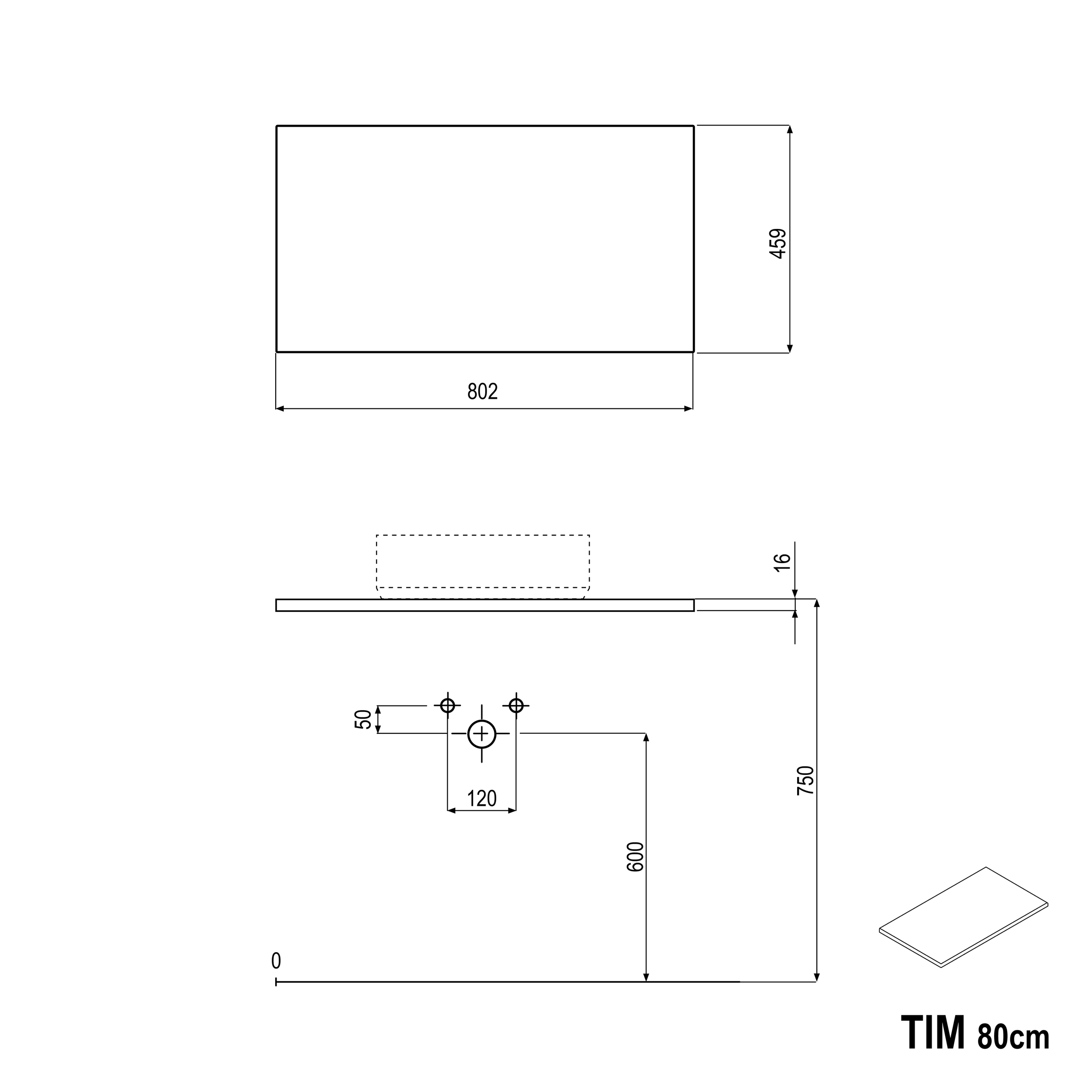 Waschtischunterschrank TIM 80 cm