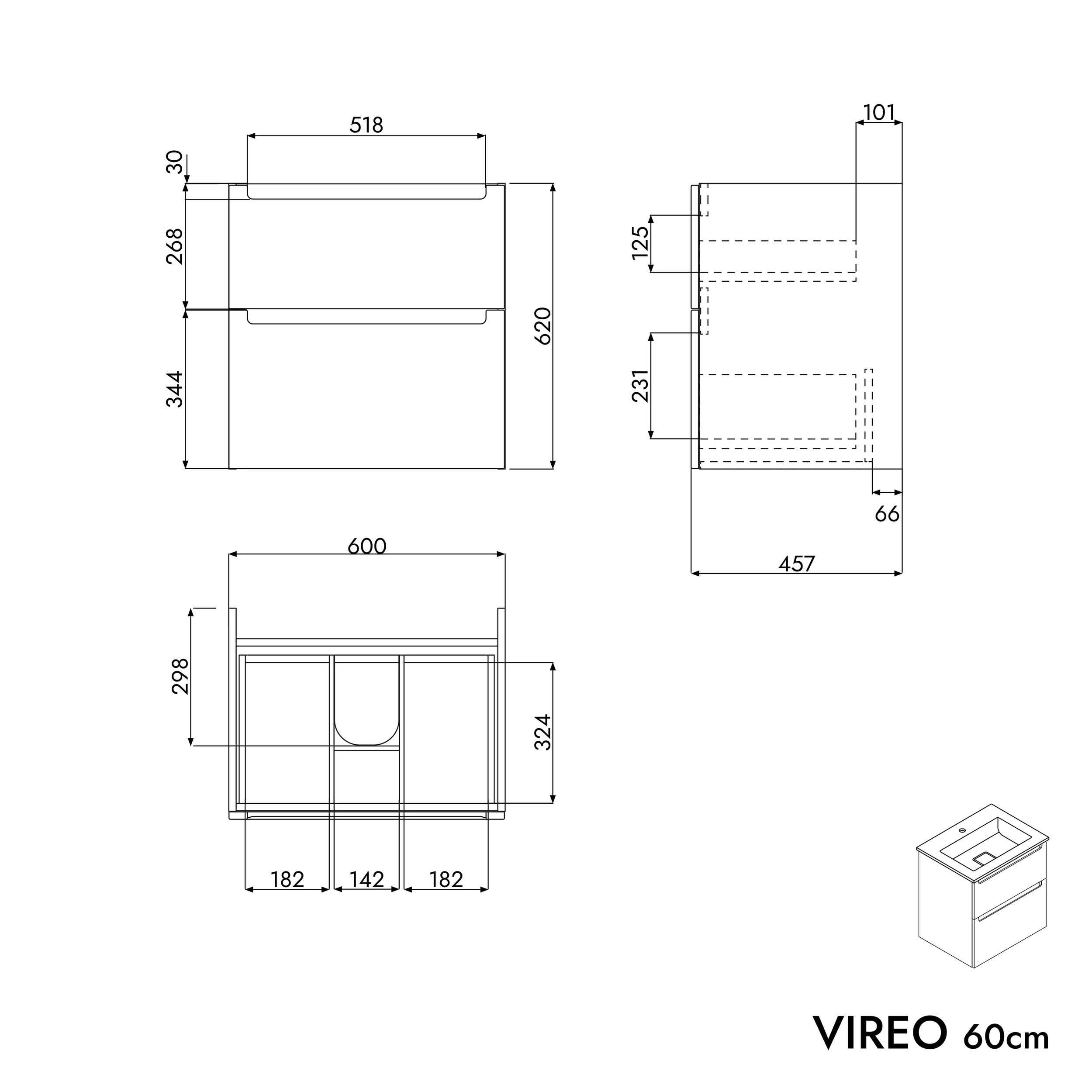 Meuble salle de bain VIREO 60 cm