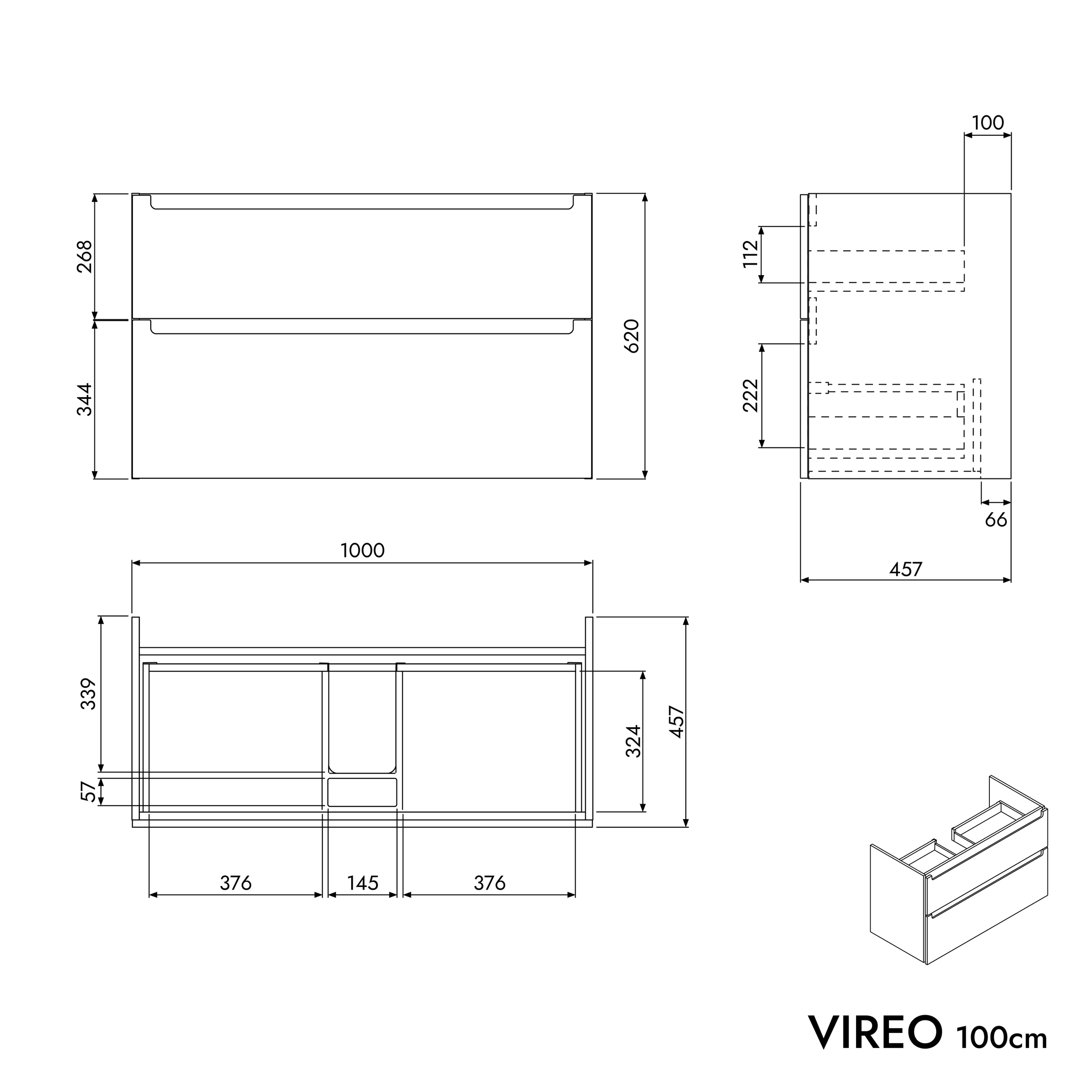 Meuble salle de bain VIREO 100 cm