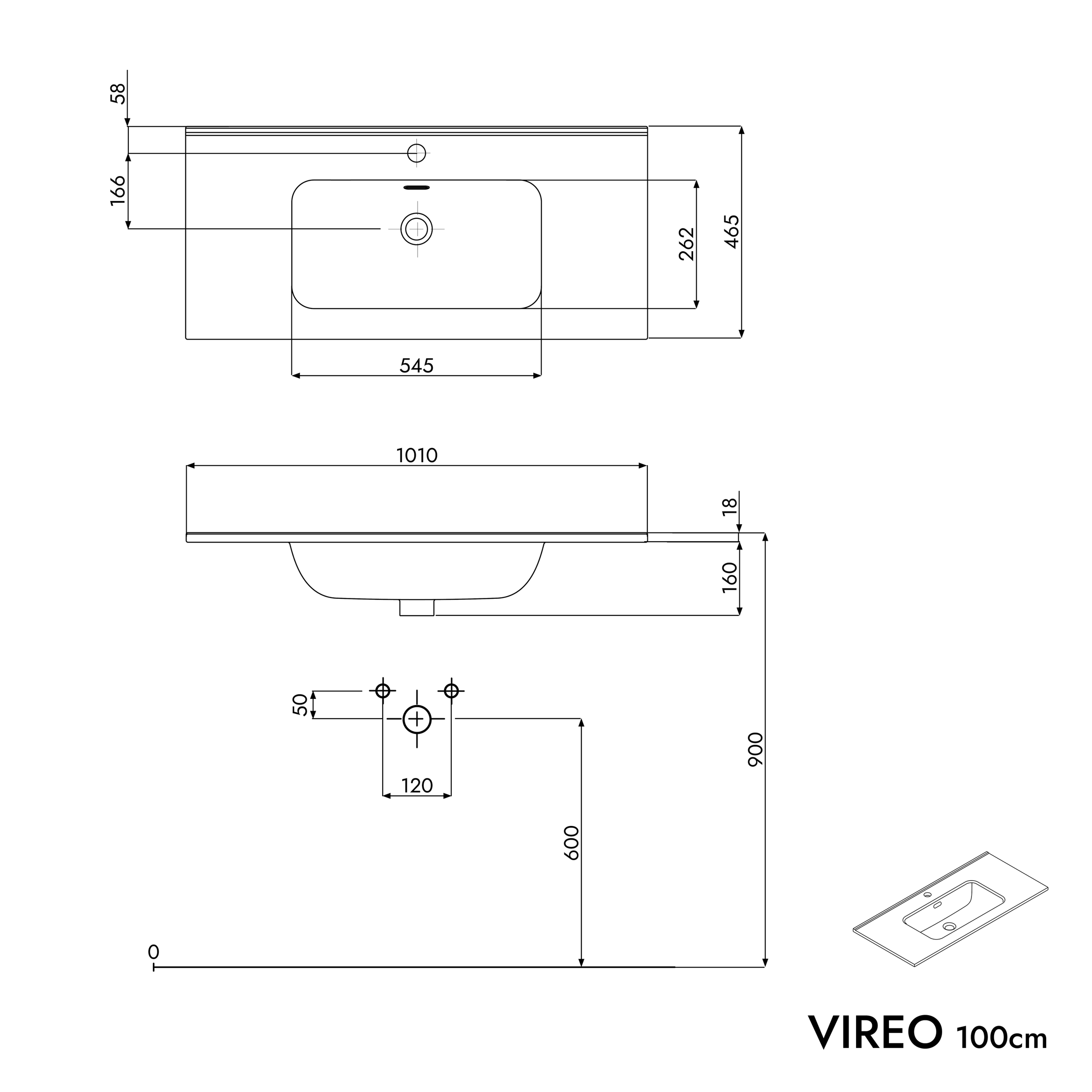 Meuble salle de bain VIREO 100 cm