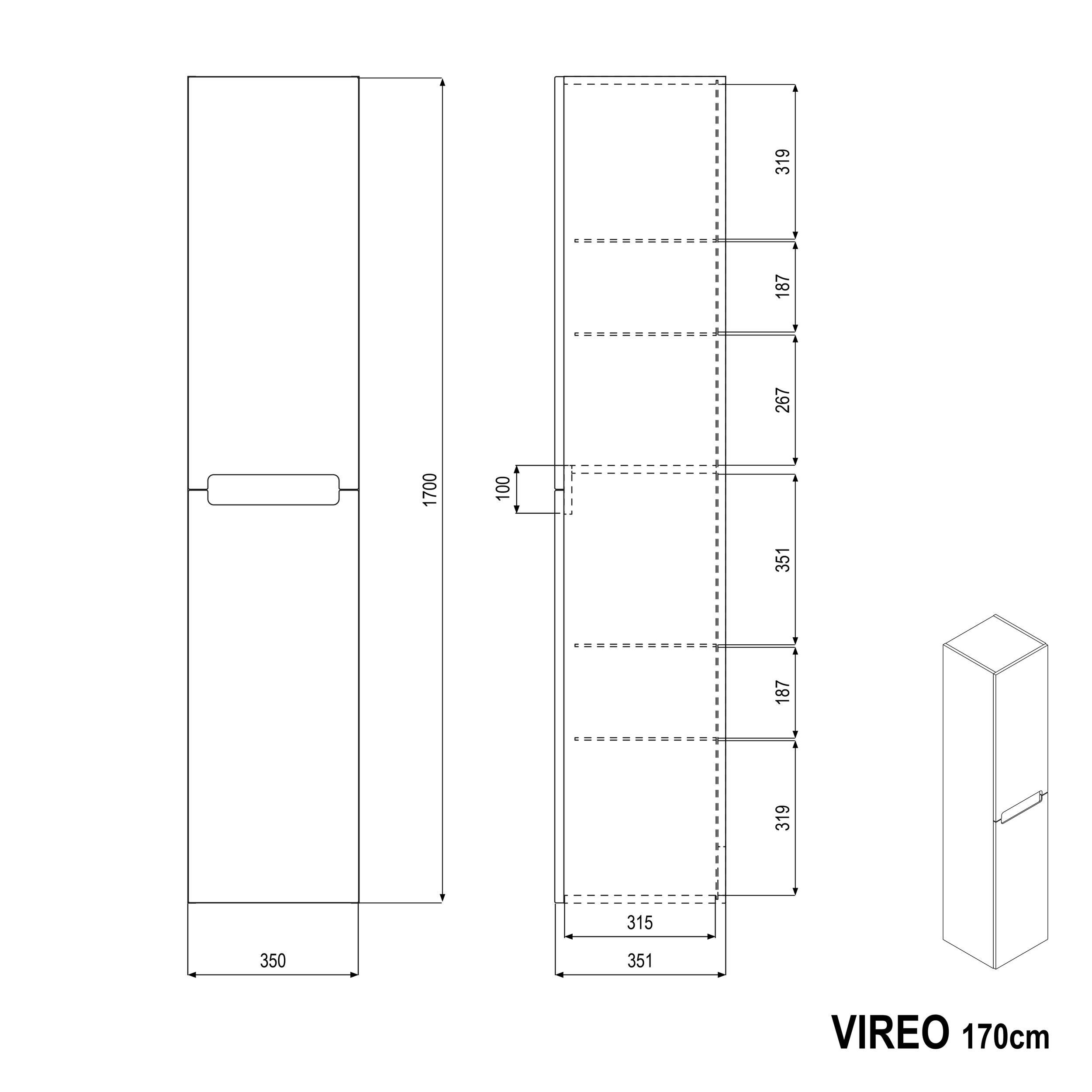 Badkamer hoge kast VIREO