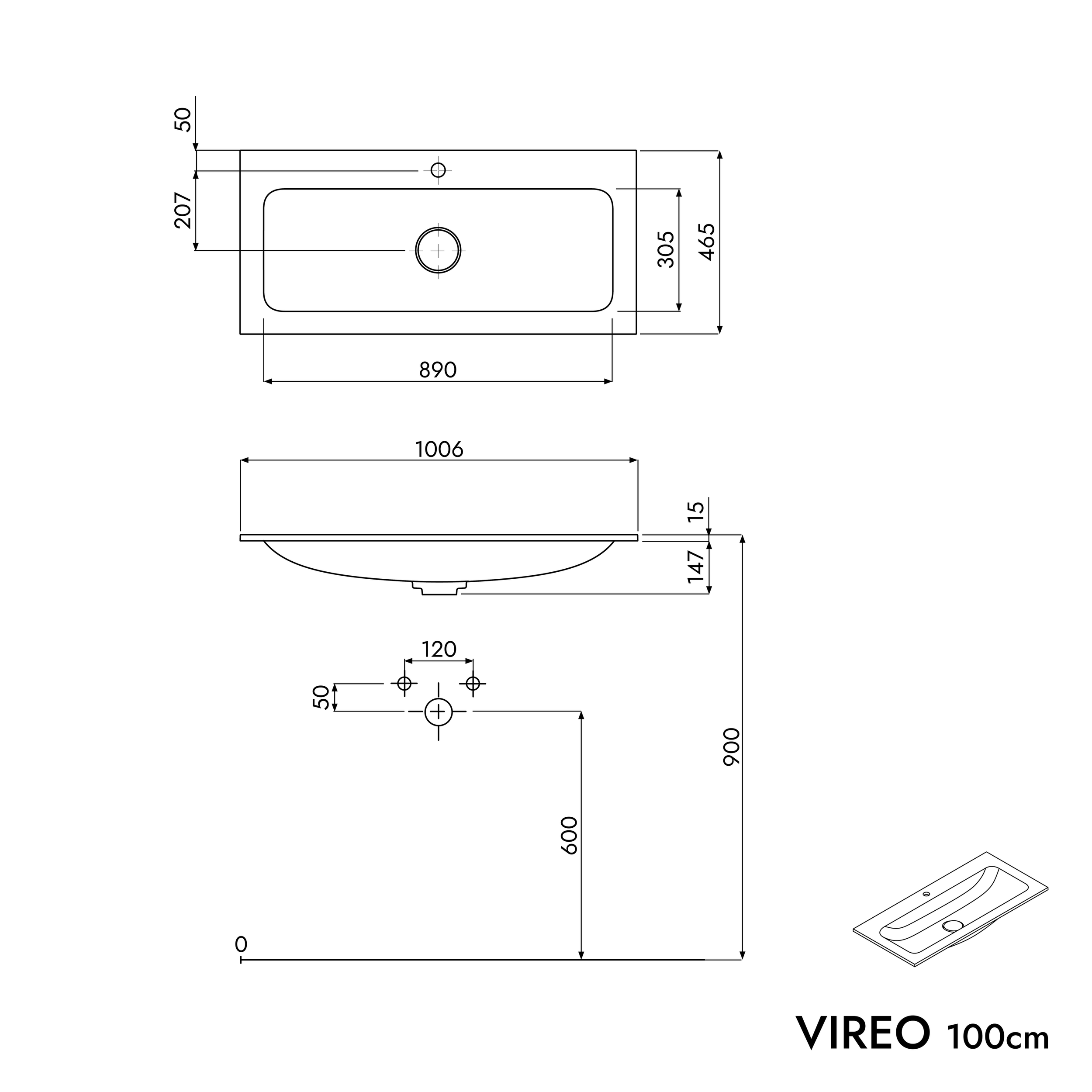Badkamermeubel onderkast VIREO 100 cm
